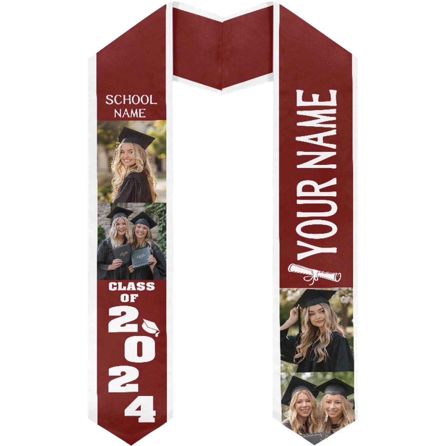 37" Custom Wearproof Graduation Stole Sash w/ Name & Photo 9