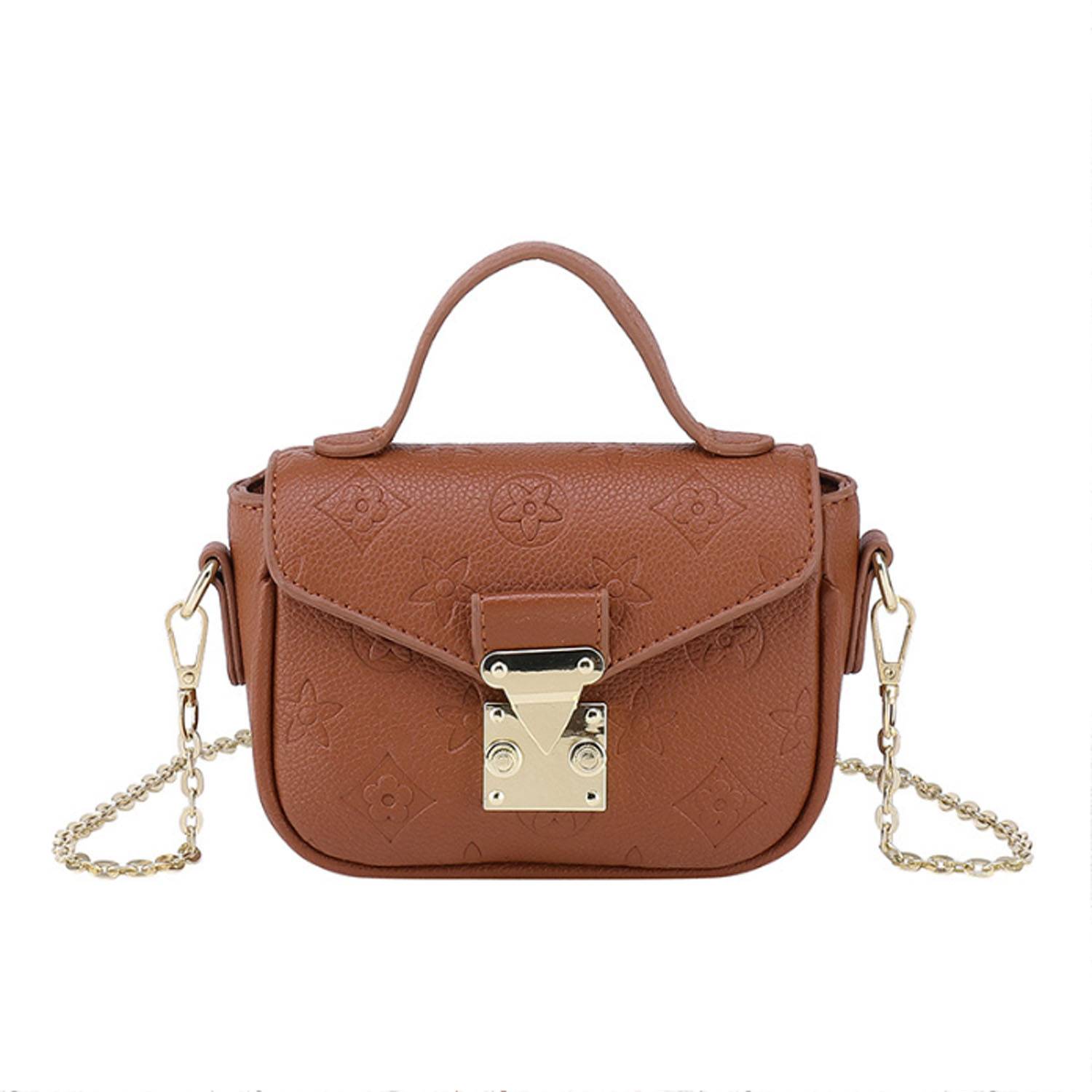 PU Leather Shoulder Bag w/ Metal Chain Strap 12