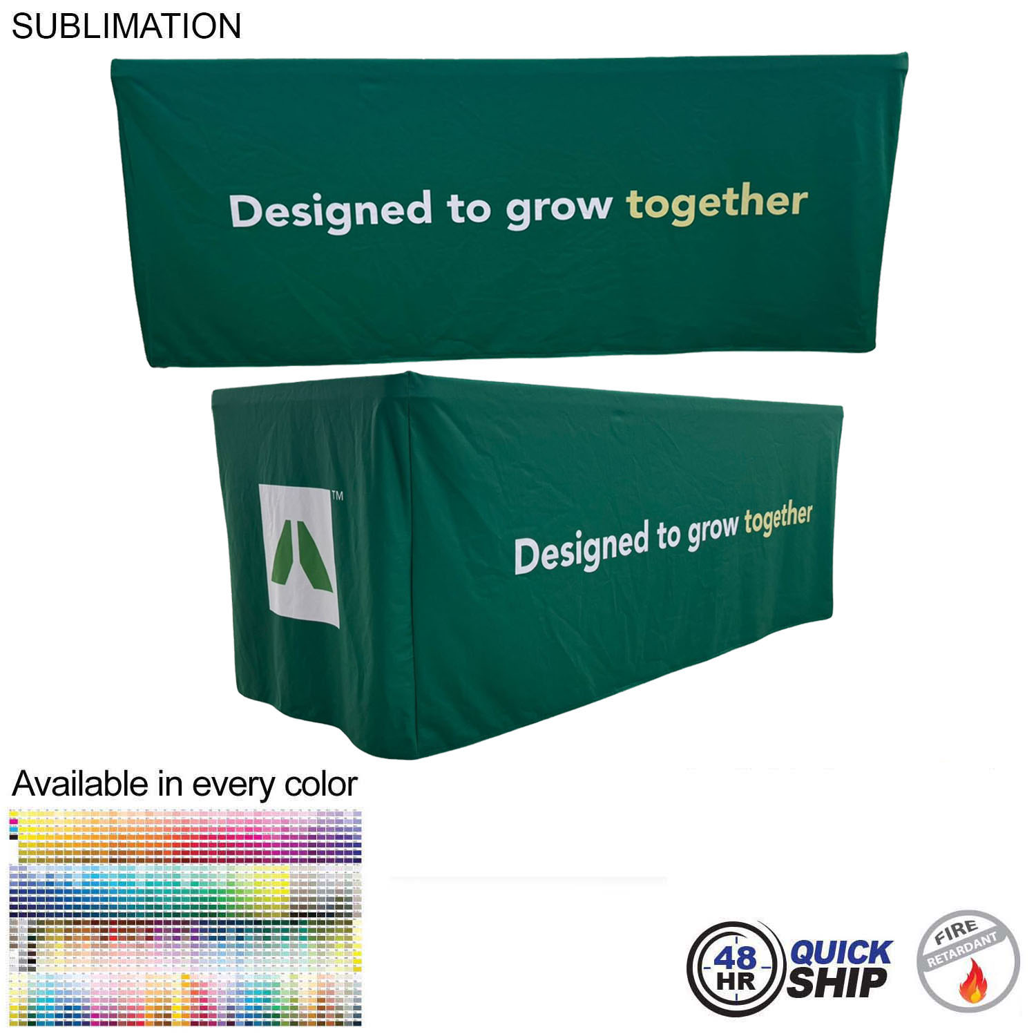 48Hr Quick Ship - Sublimated PREMIUM Box Style Fitted Table Cloth for 6' Table, 4 sided, Closed Back 5