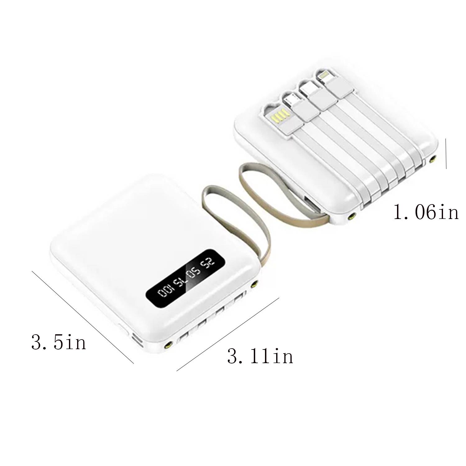 20000mAh Mini Portable Power Bank w/ 4 Cables 1