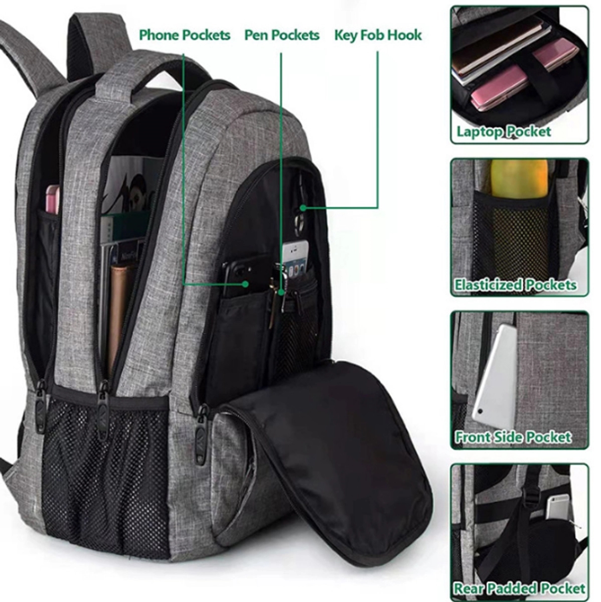Custom Usb Charging Port Heavy Duty Travel Laptop Backpack 6
