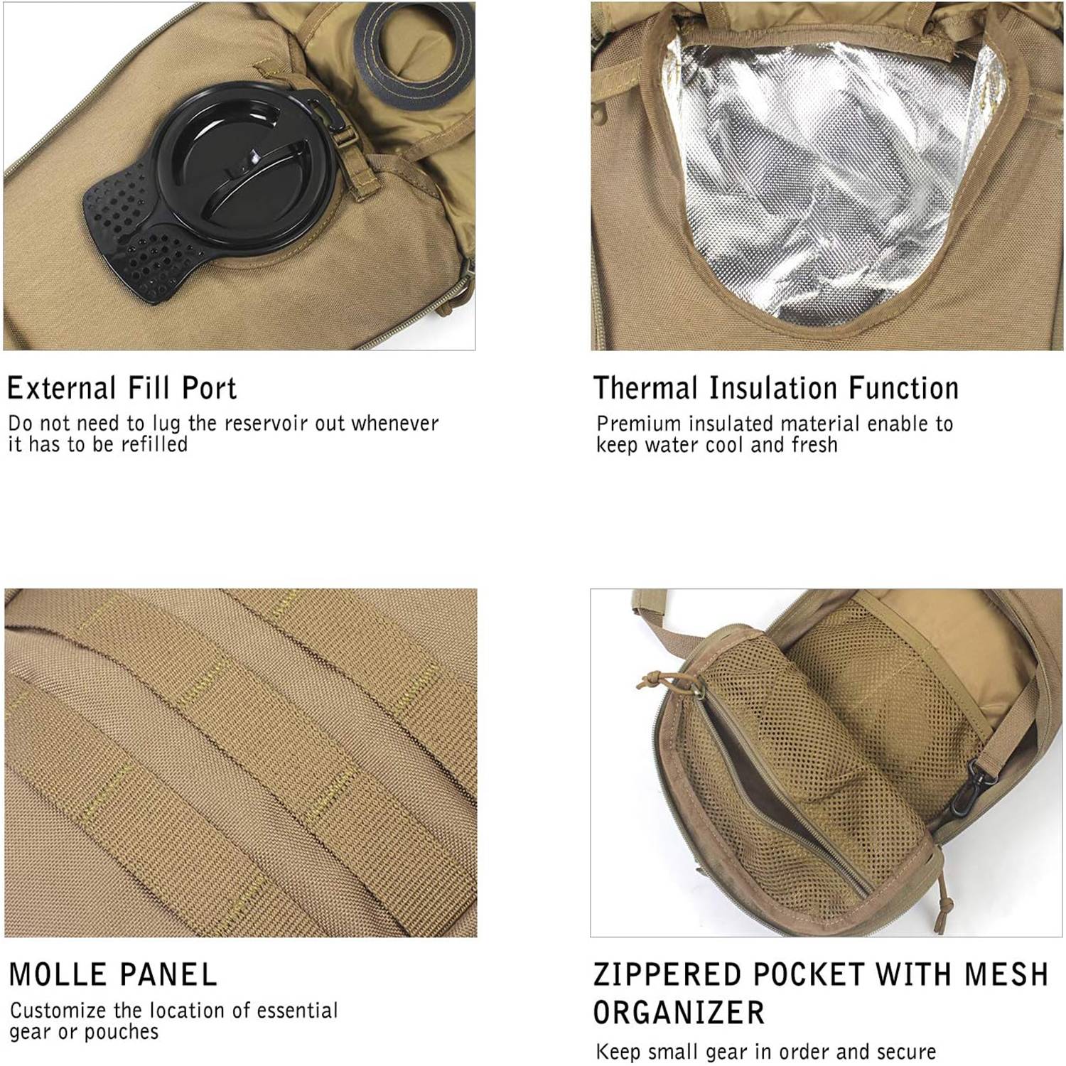 Outdoor Tactical Hydration Backpack w/ 3L Water Bladder 8