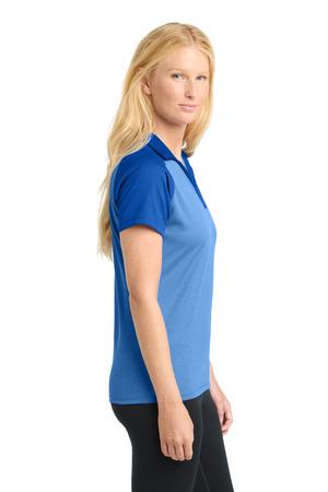 Sport-Tek Women's PosiCharge RacerMesh Raglan Heather Block Polo. LST641