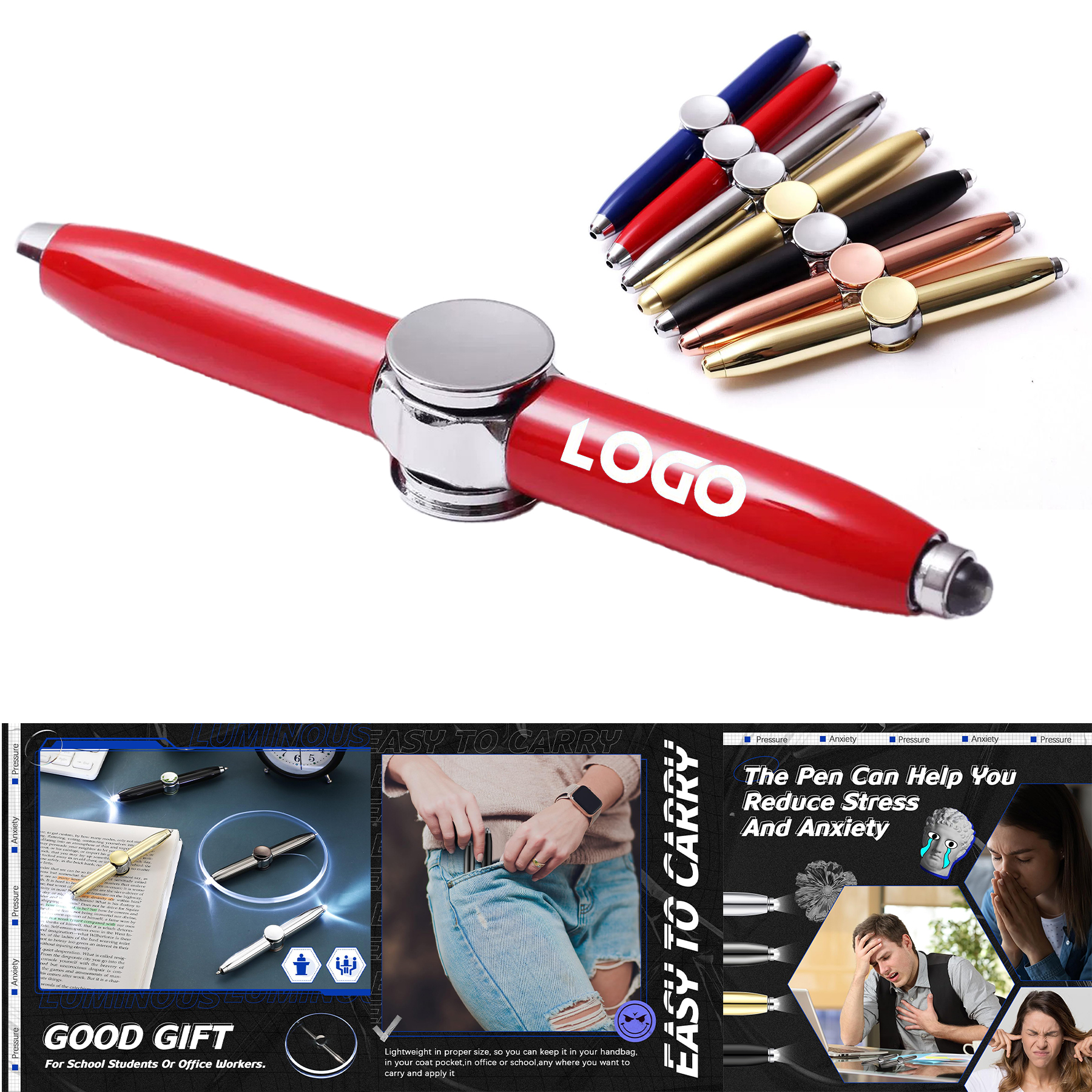 Fidget Pen Spinner Pen with LED Light 2