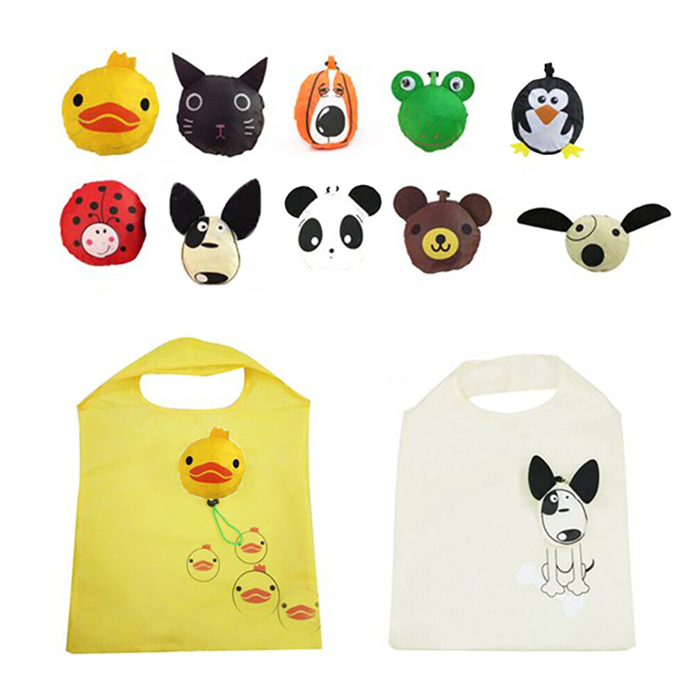 Cute Animal Pattern Foldable Vest Shopping Tote Bag 1