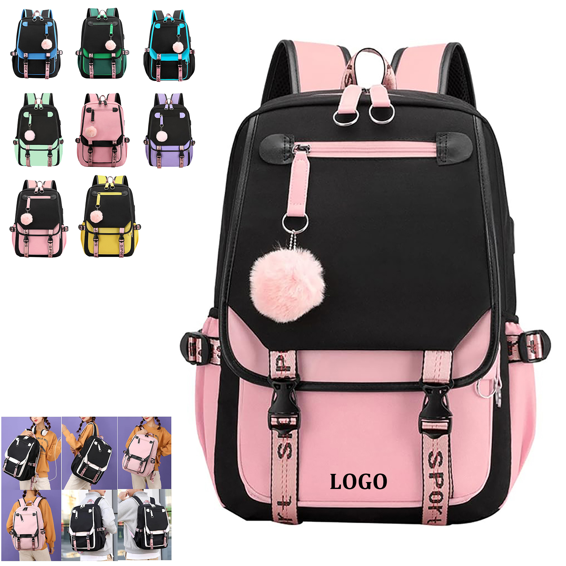 Middle School Student Backpack with USB 6