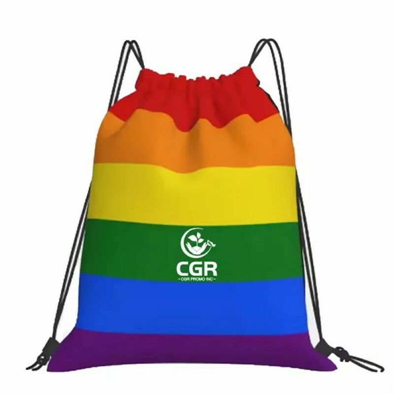Vibrant Rainbow Drawstring Gym Backpack