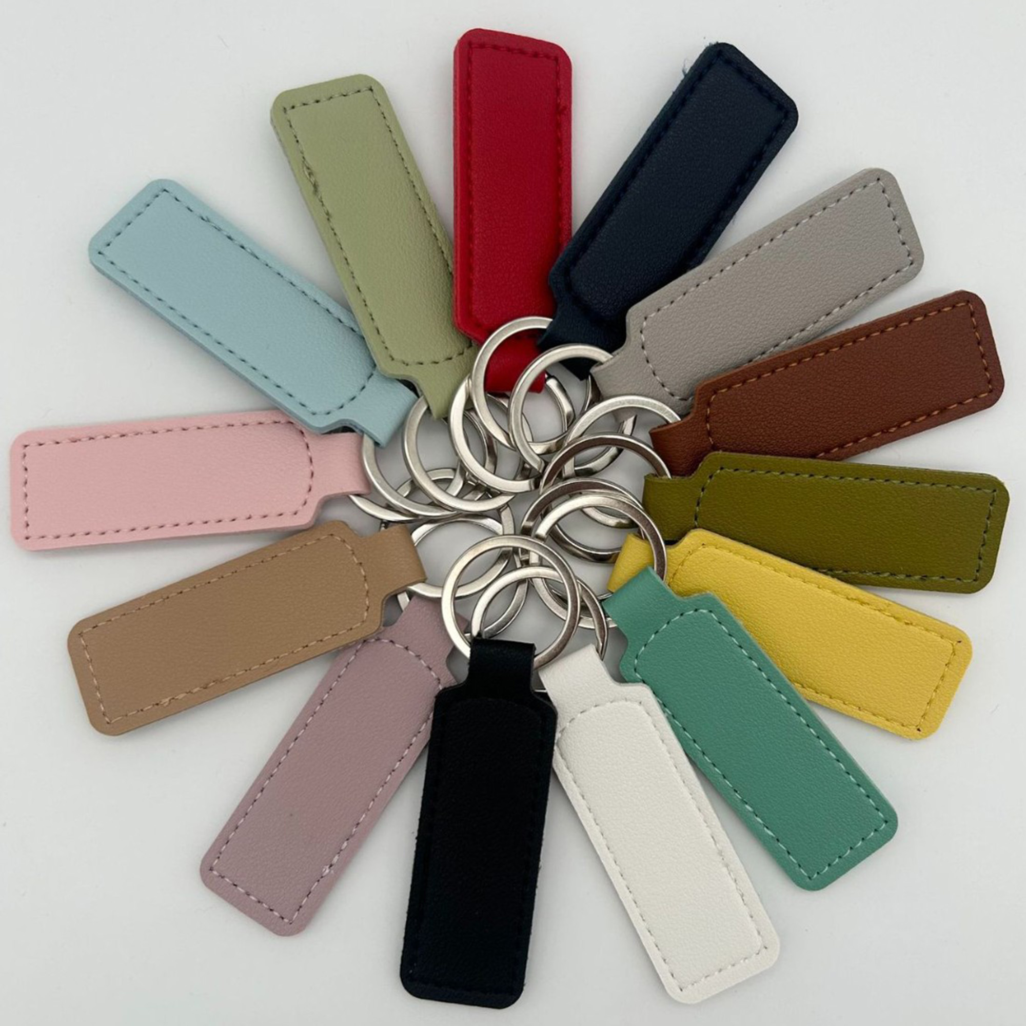 Custom Logo Multi-Color PU Leather Keychain Anti-Loss Tag 2