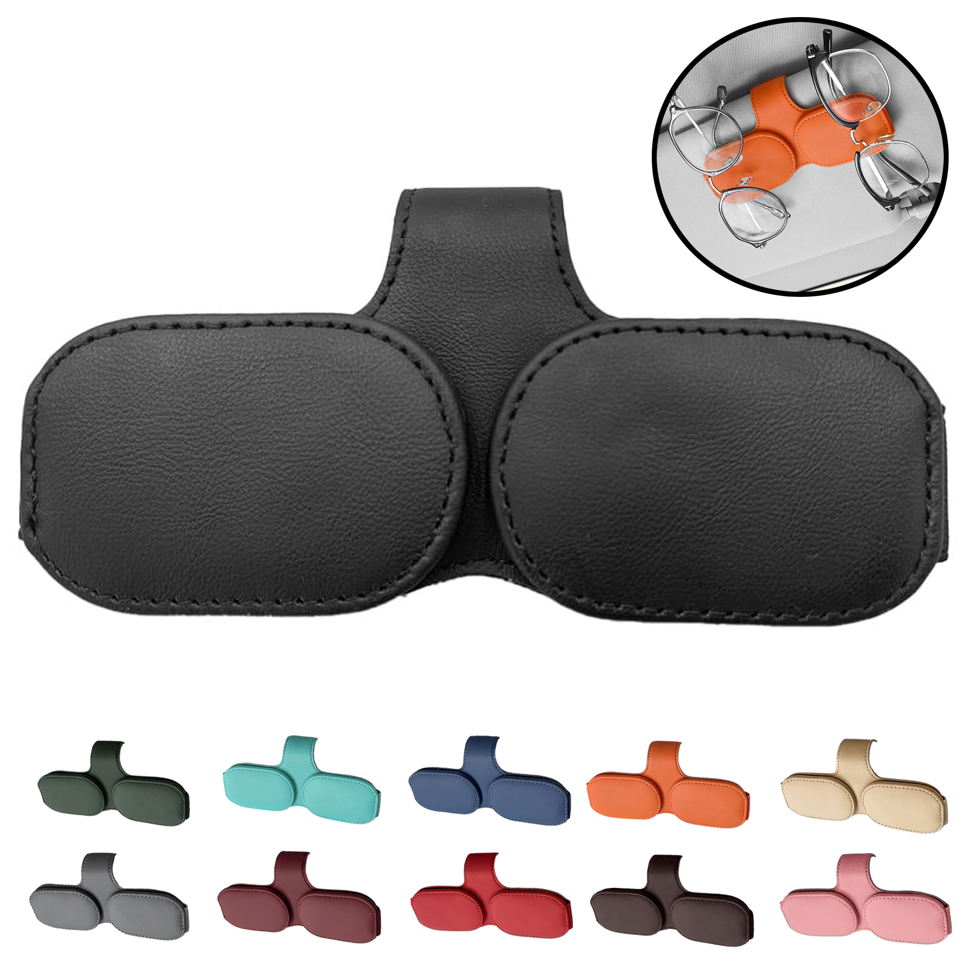Magnetic Car Sunglass Holder Clip - Universal Multifunctional Eyewear Storage Box with Card \u0026 6