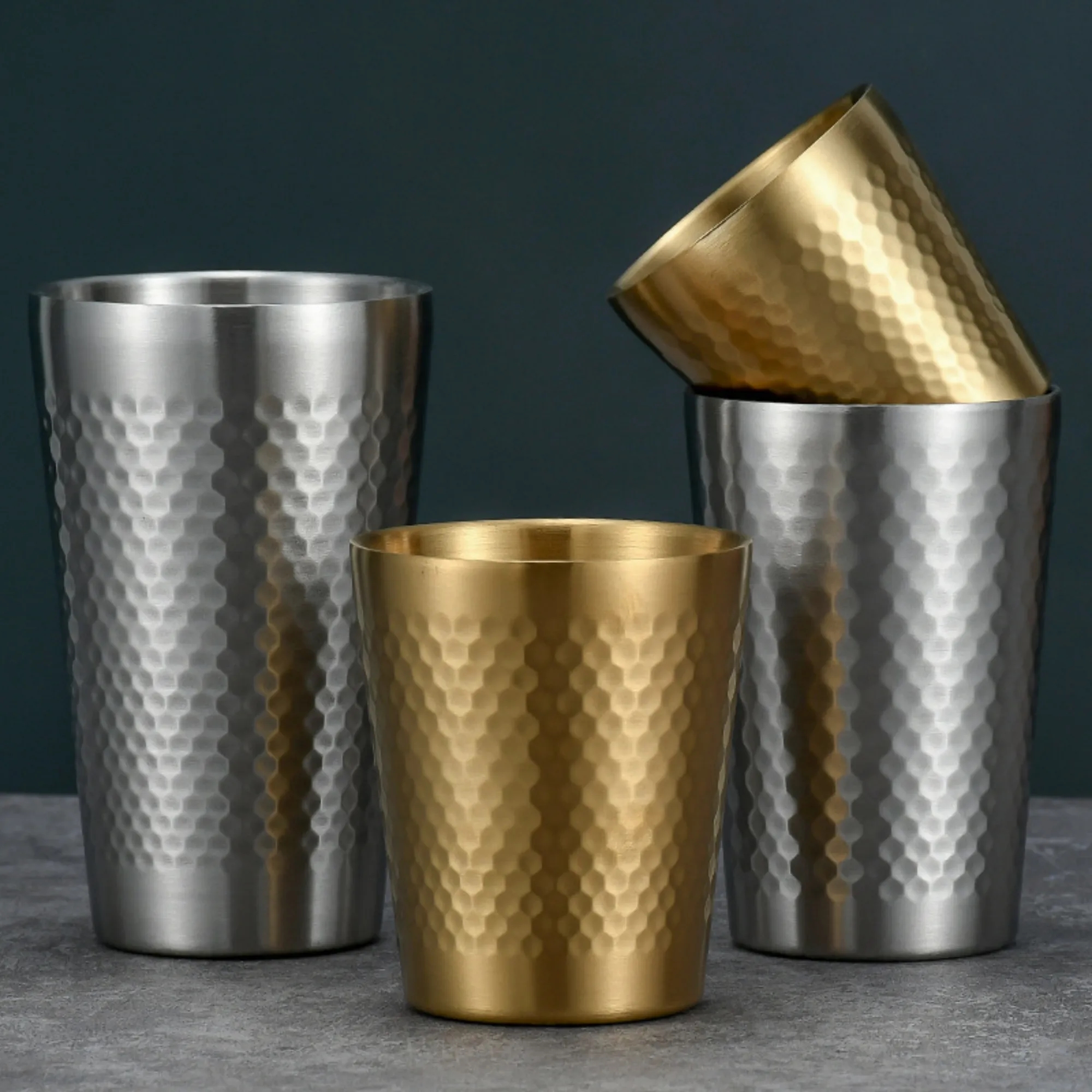 Stainless Steel Stackable Drinking Cup 6 oz 22 oz 4