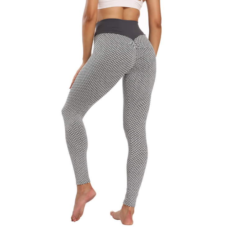 High Waist Honeycomb jacquard yoga pants 4