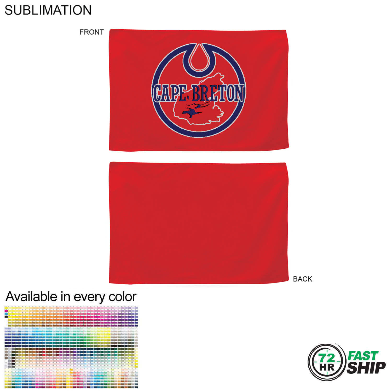 72 Hr Fast Ship - Colored Microfiber Dri-Lite Terry Rally, Sports, Skate Towel, 12x18, Sublimated 5