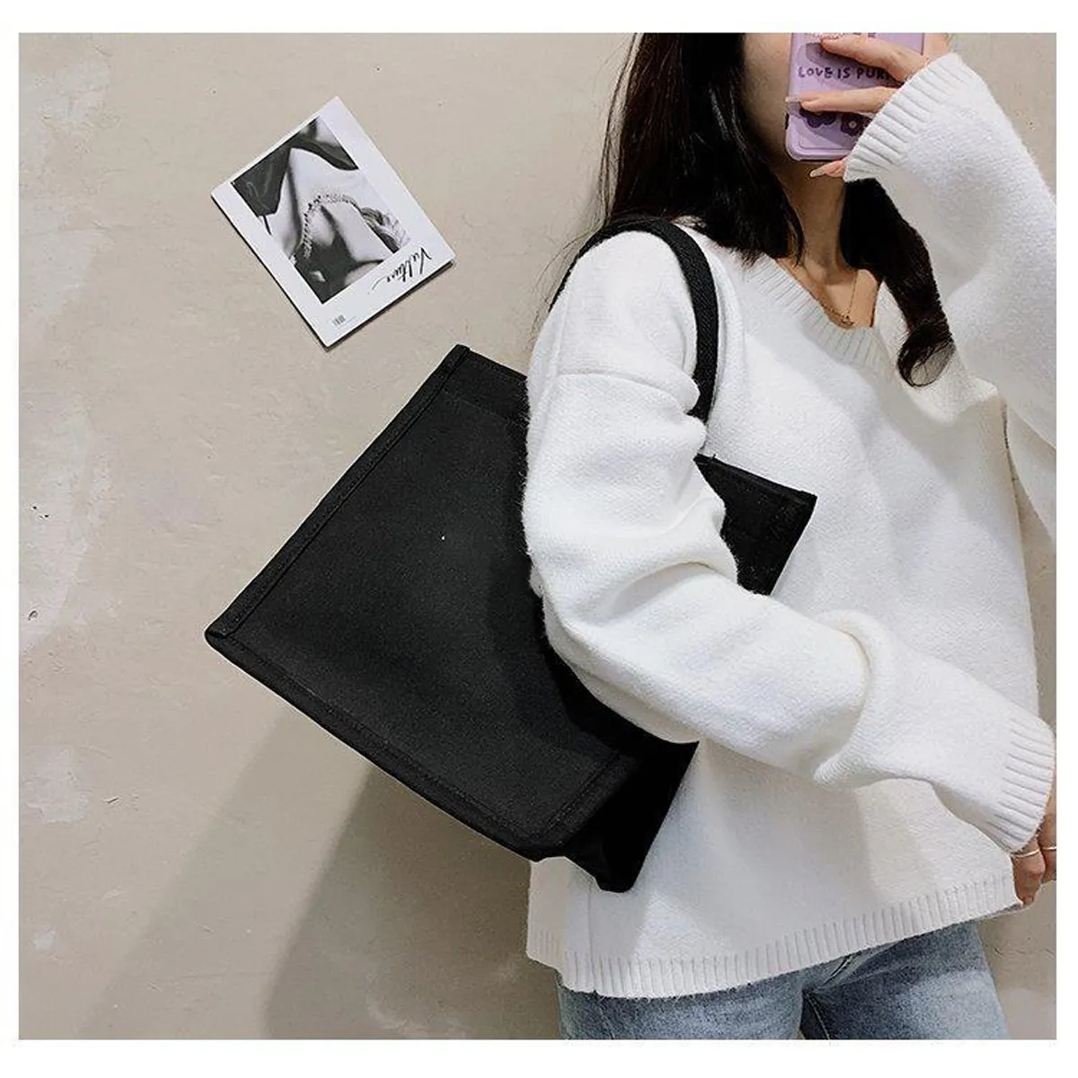 Customization Large Capacity Minimalist Canvas Tote Bag 1