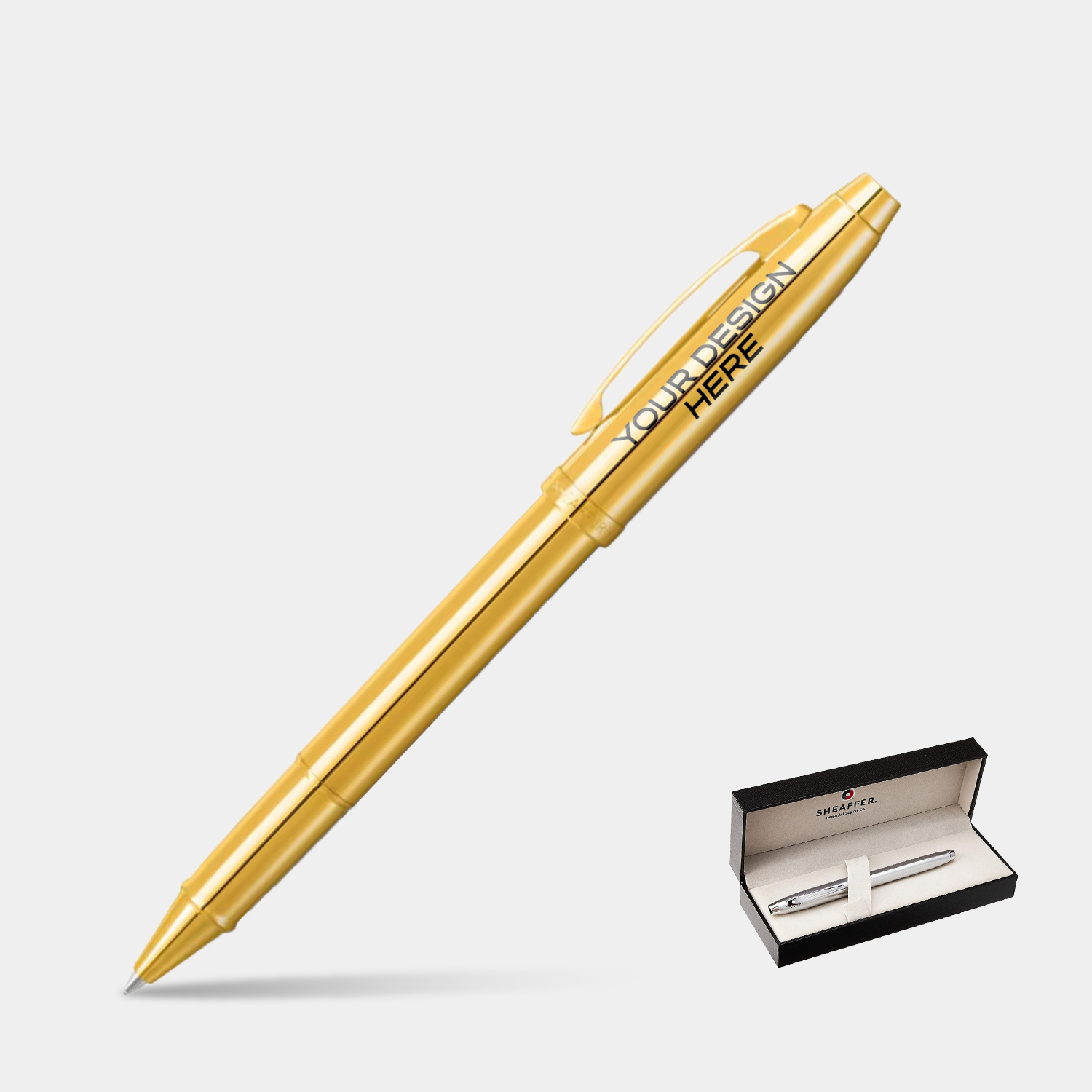SHEAFFER® 100 9372 Glossy PVD Gold Trim Executive Rollerball Pen w/ Gift Box 1