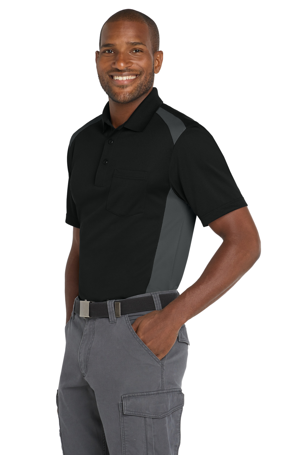 CornerStone Select Snag-Proof Two Way Colorblock Pocket Polo. CS416 11