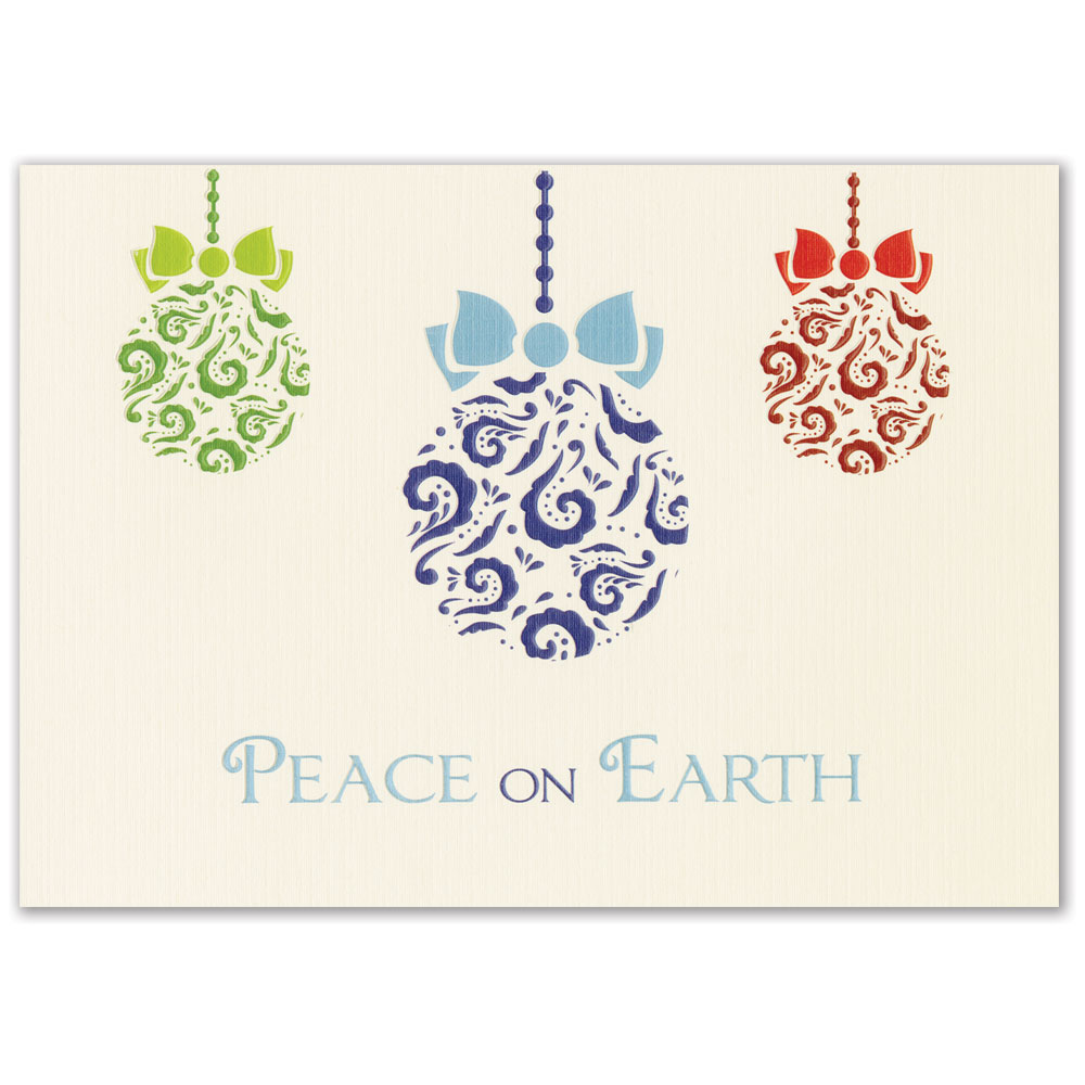 Premium Embossed Ornaments Holiday Greeting Card 1