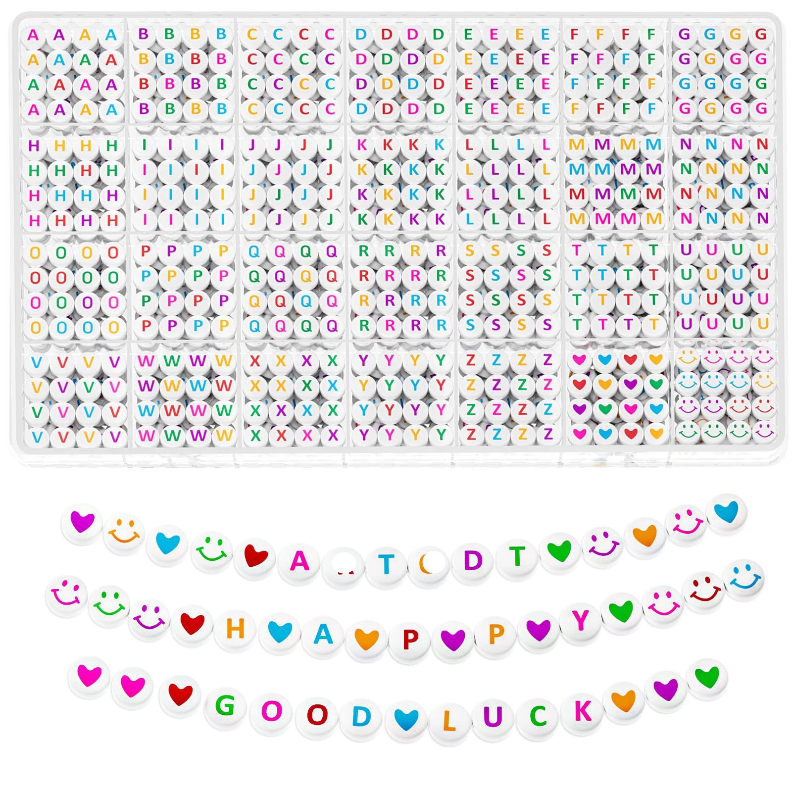 1400pcs Letter Beads 4x7mm Acrylic Round Alphabet Beads 8