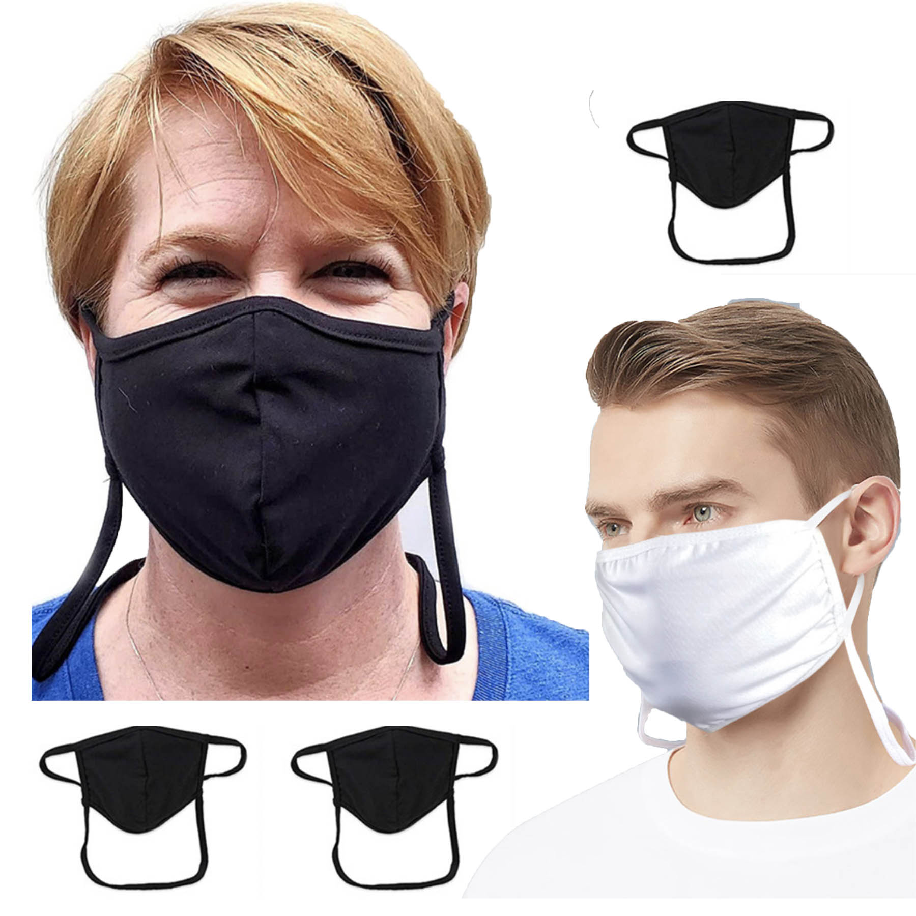 CustomLogo Cotton Adjustable Face Mask With Lanyard 2