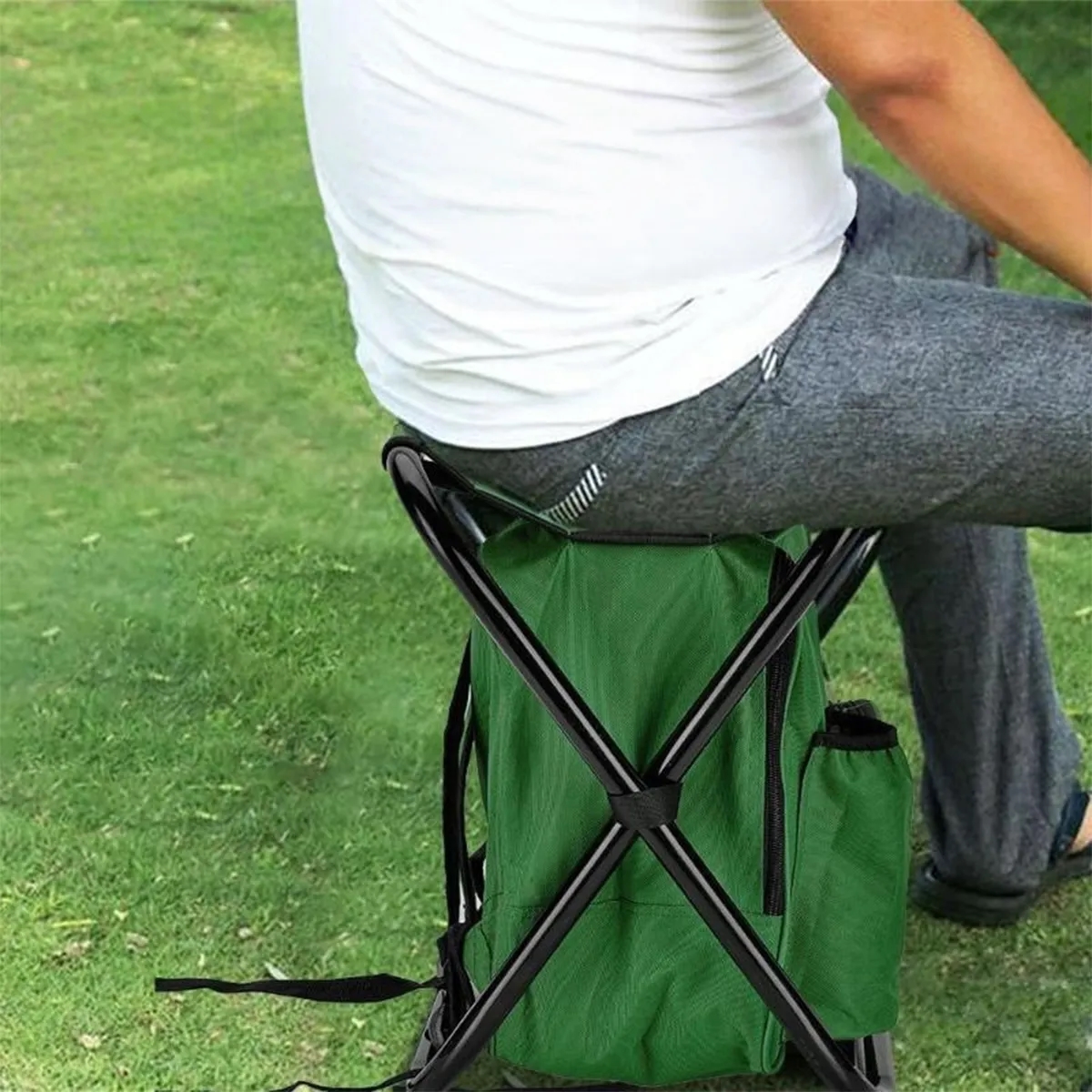 Portable Cooler Stool with Storage Pockets 3