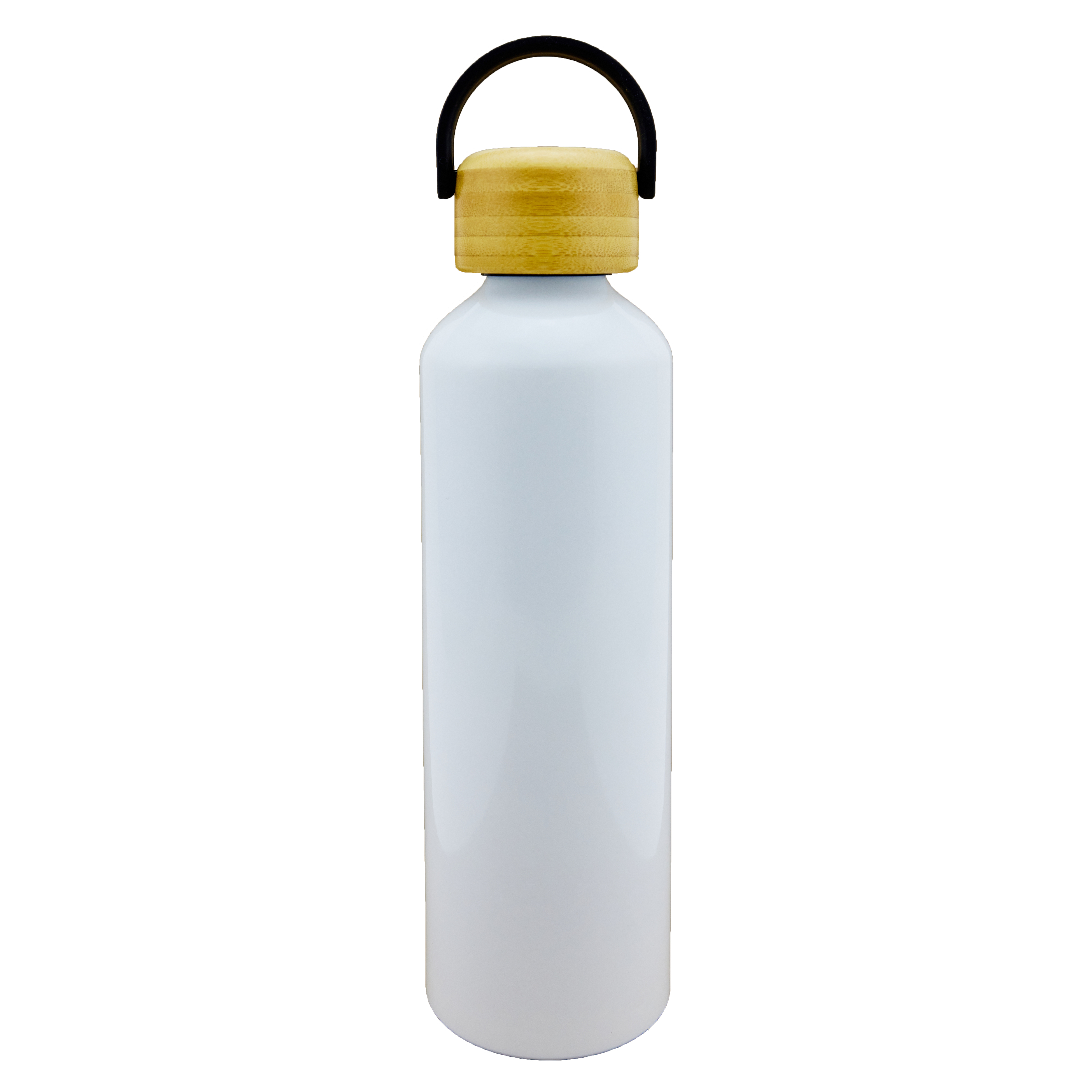 Classic 24oz Aluminum Bottle with Bamboo Lid and Carrying Handle (White)