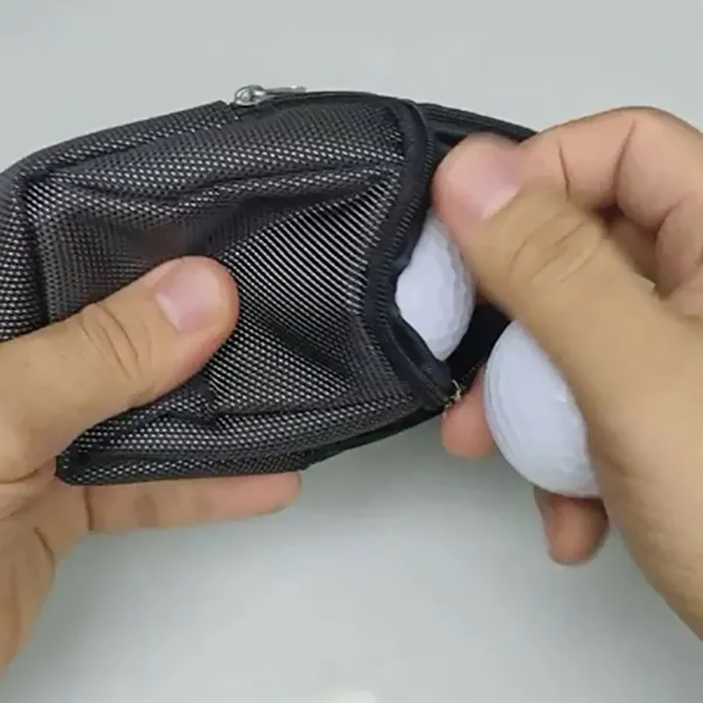 Golf Ball Holder Pouch with Carabiner and Dual Zippers 3