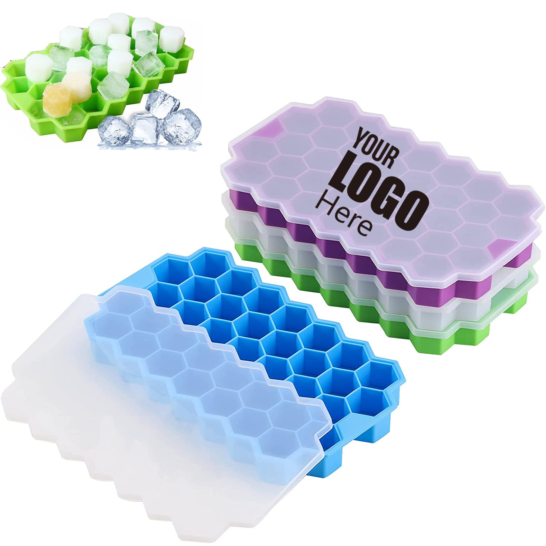 Silicone 37pcs Ice Cube Tray With Cover 7
