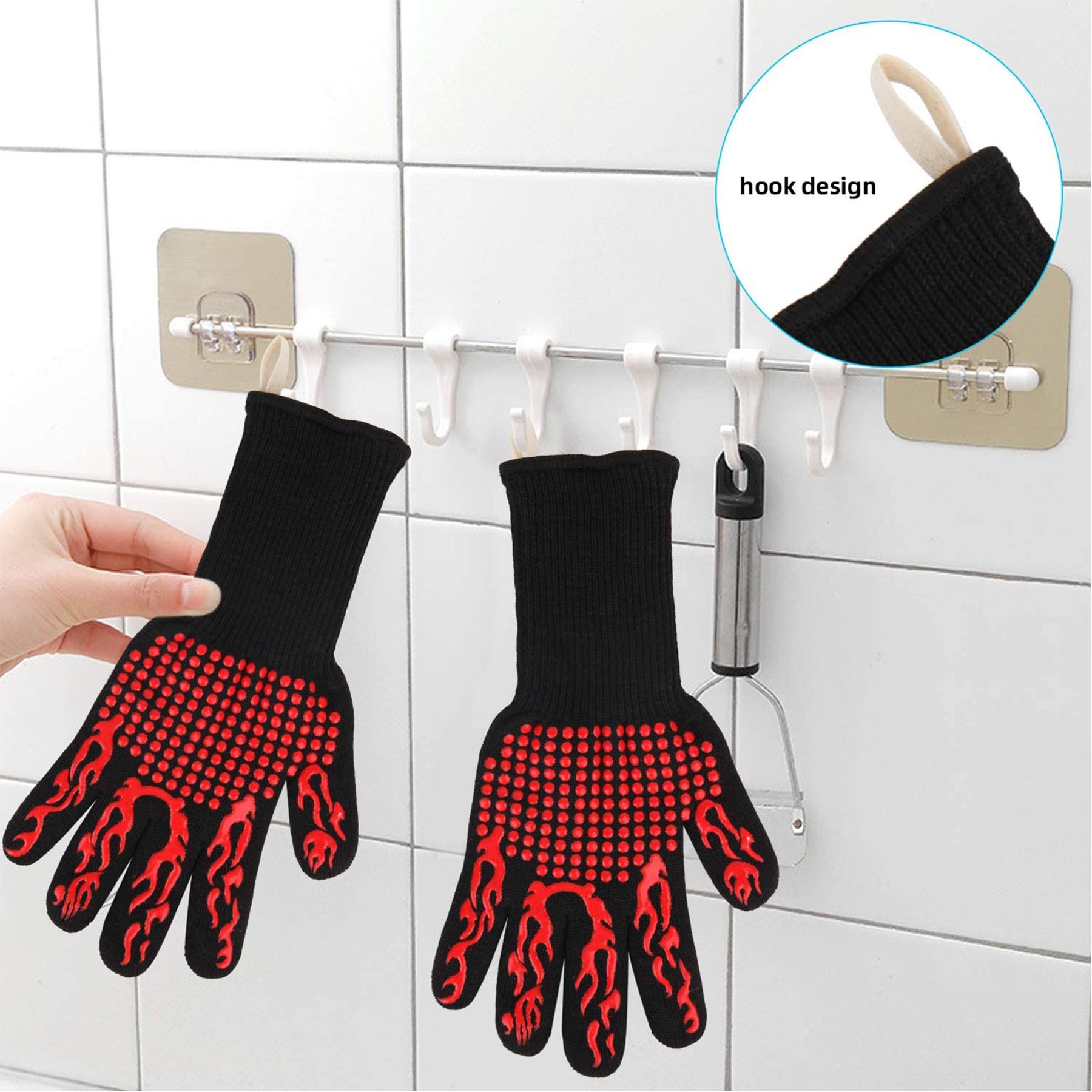 BBQ Microwave Oven Heat Resistant Silicone Gloves 1