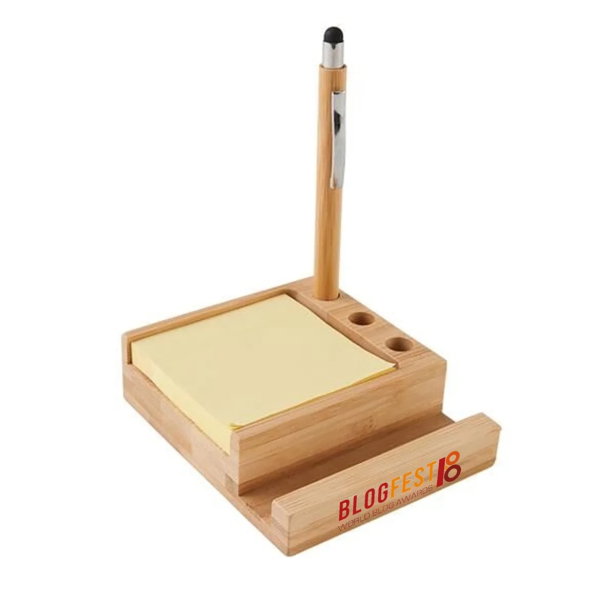Custom Bamboo Desk Organizer with Phone Holder 2