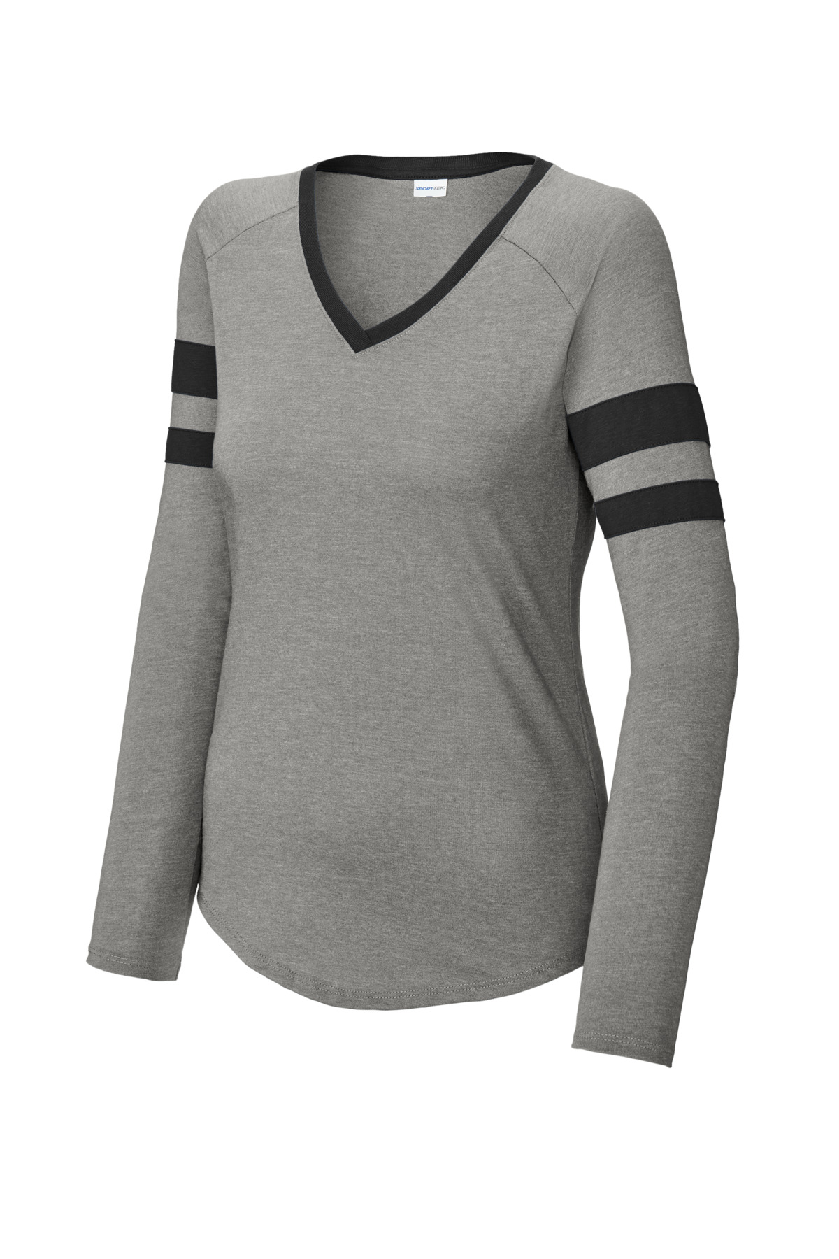 Sport-Tek Women's Halftime Stripe Long Sleeve V-Neck Tee LST6043 29