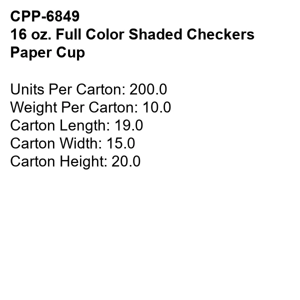 16 oz. Full Color Shaded Checkers Paper Cup 12