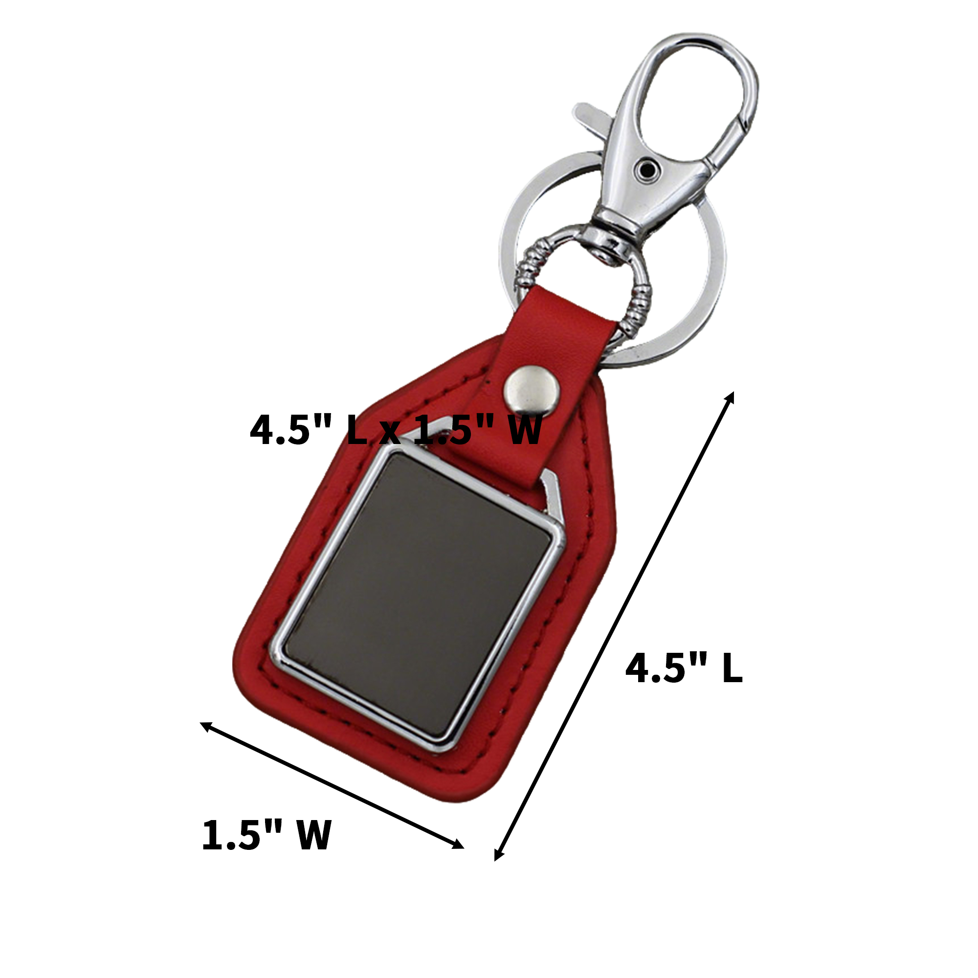 Leatherette Key Ring With Engravable Metal Tab 4.5" Length X 1.5" Width 3