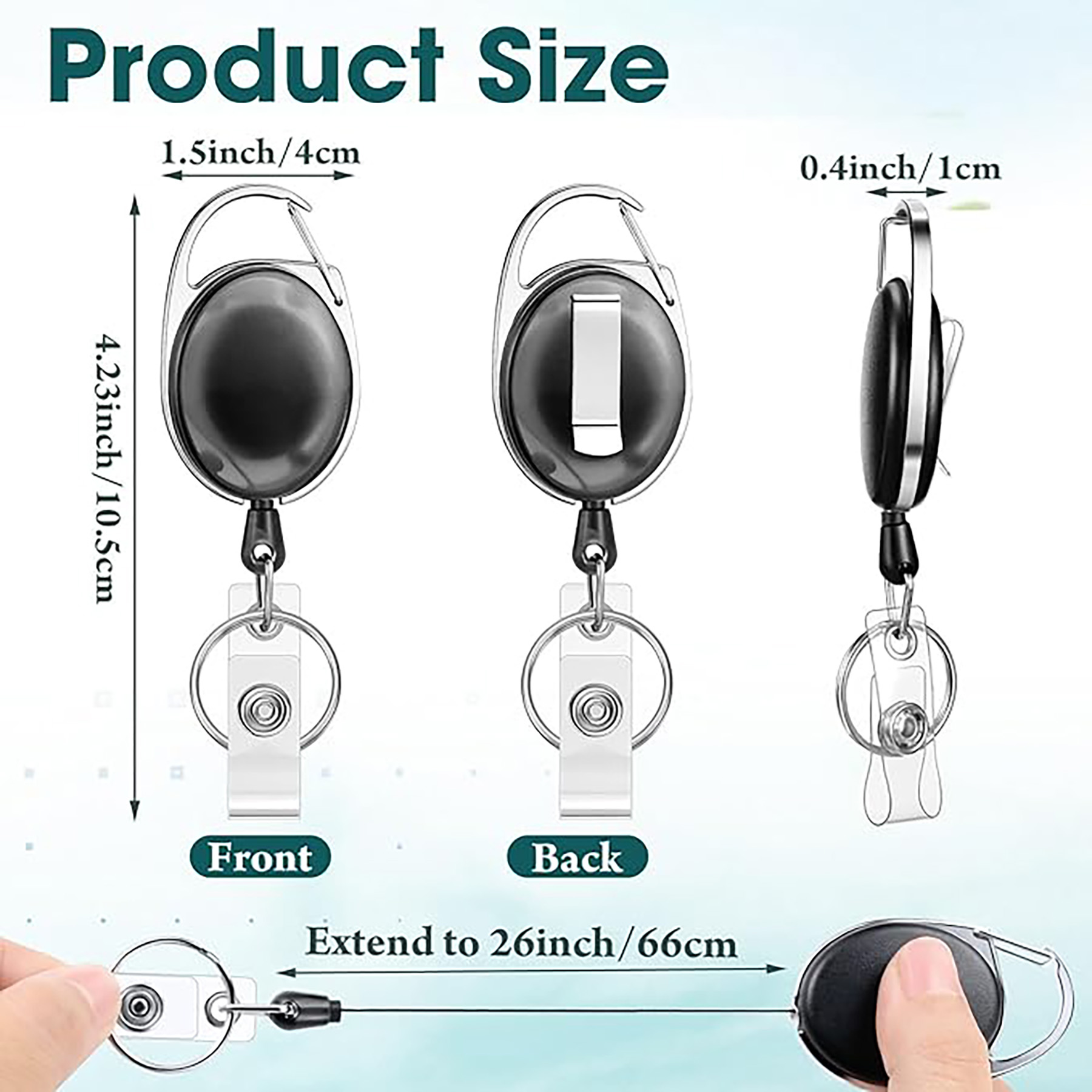 Retractable Badge Reel with Keychain 6