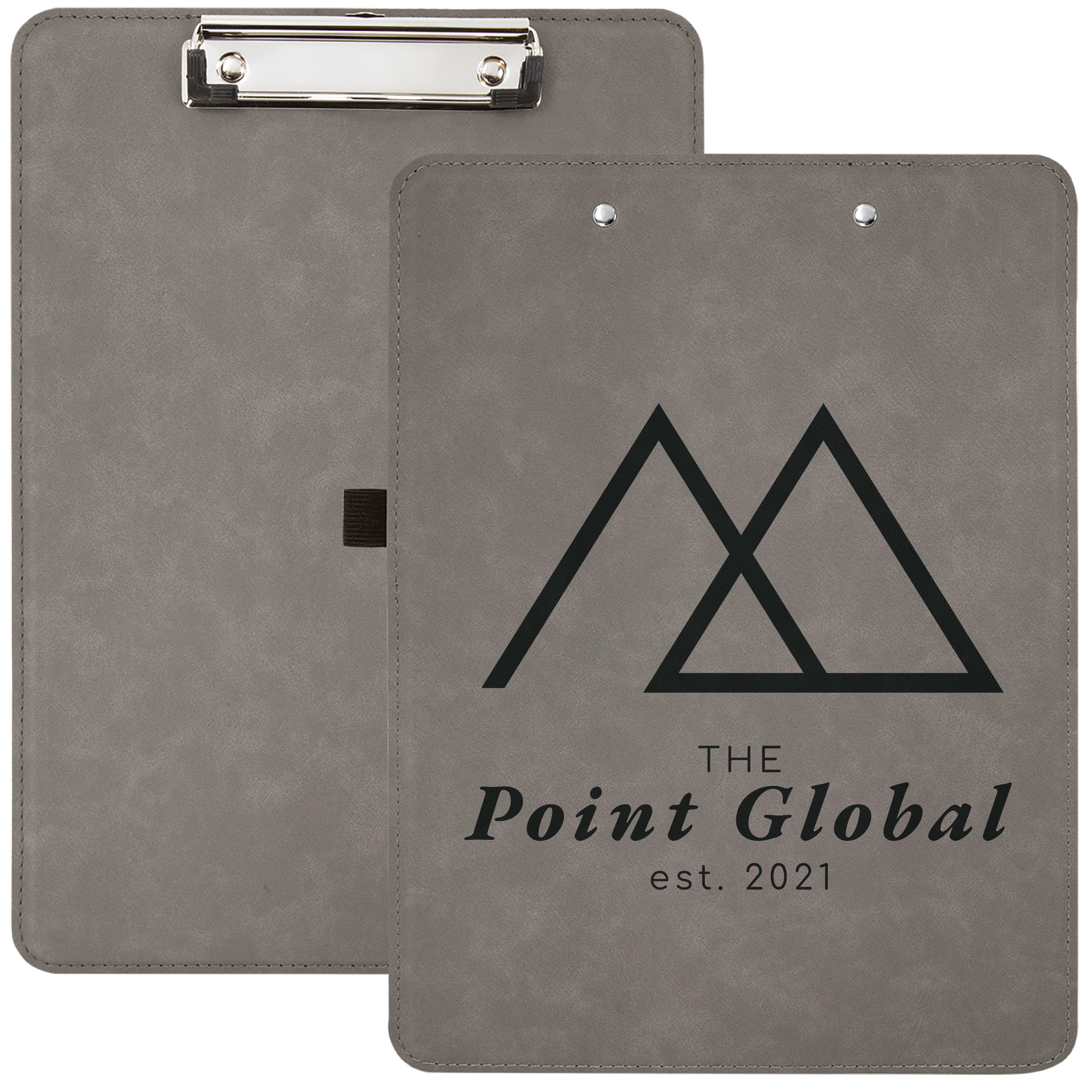 9" x 12 1/2" Gray/Black Leatherette Clipboard