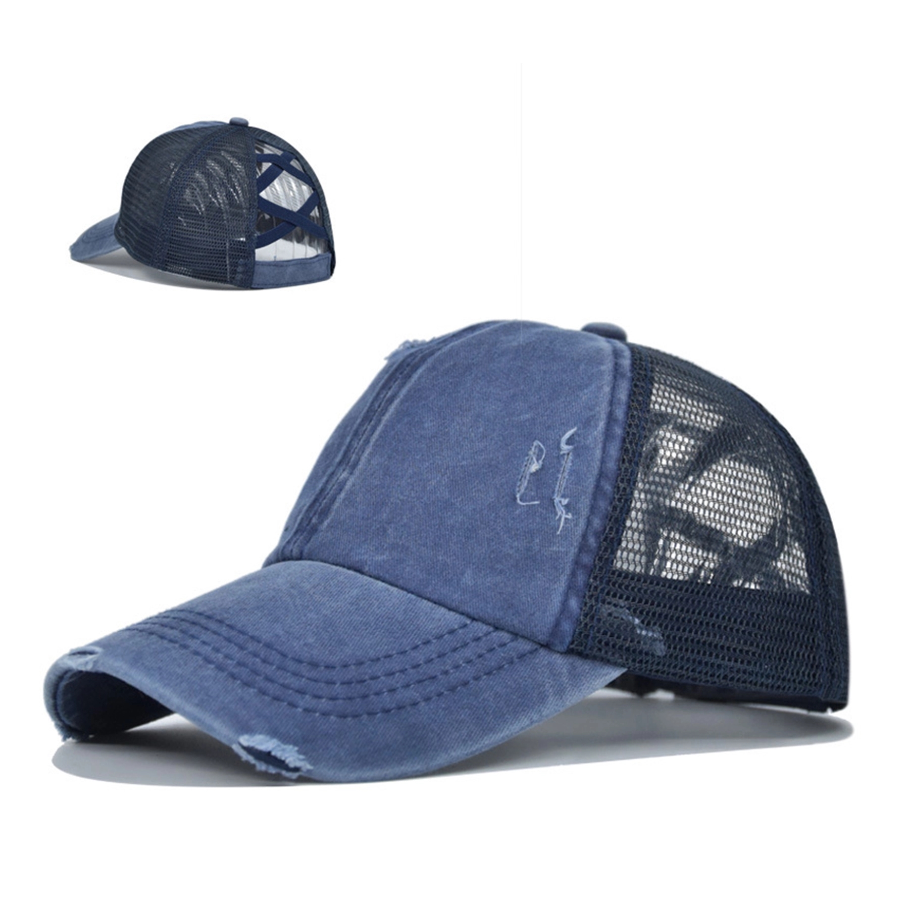 Womens Baseball Cap Ponytail Cross Hat 4