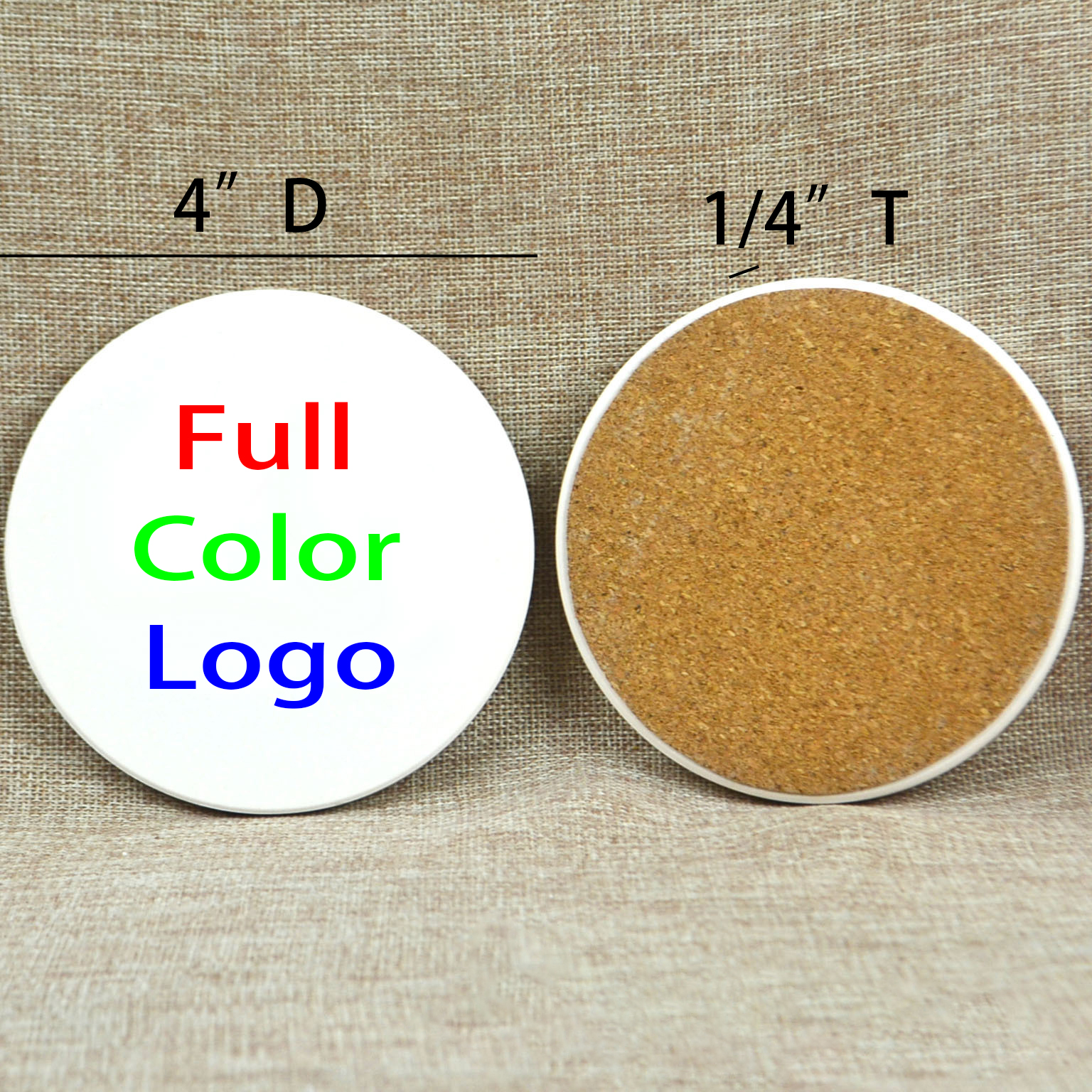 Full Color Ceramic Stone Absorbent Coaster with Cork Bottom 2