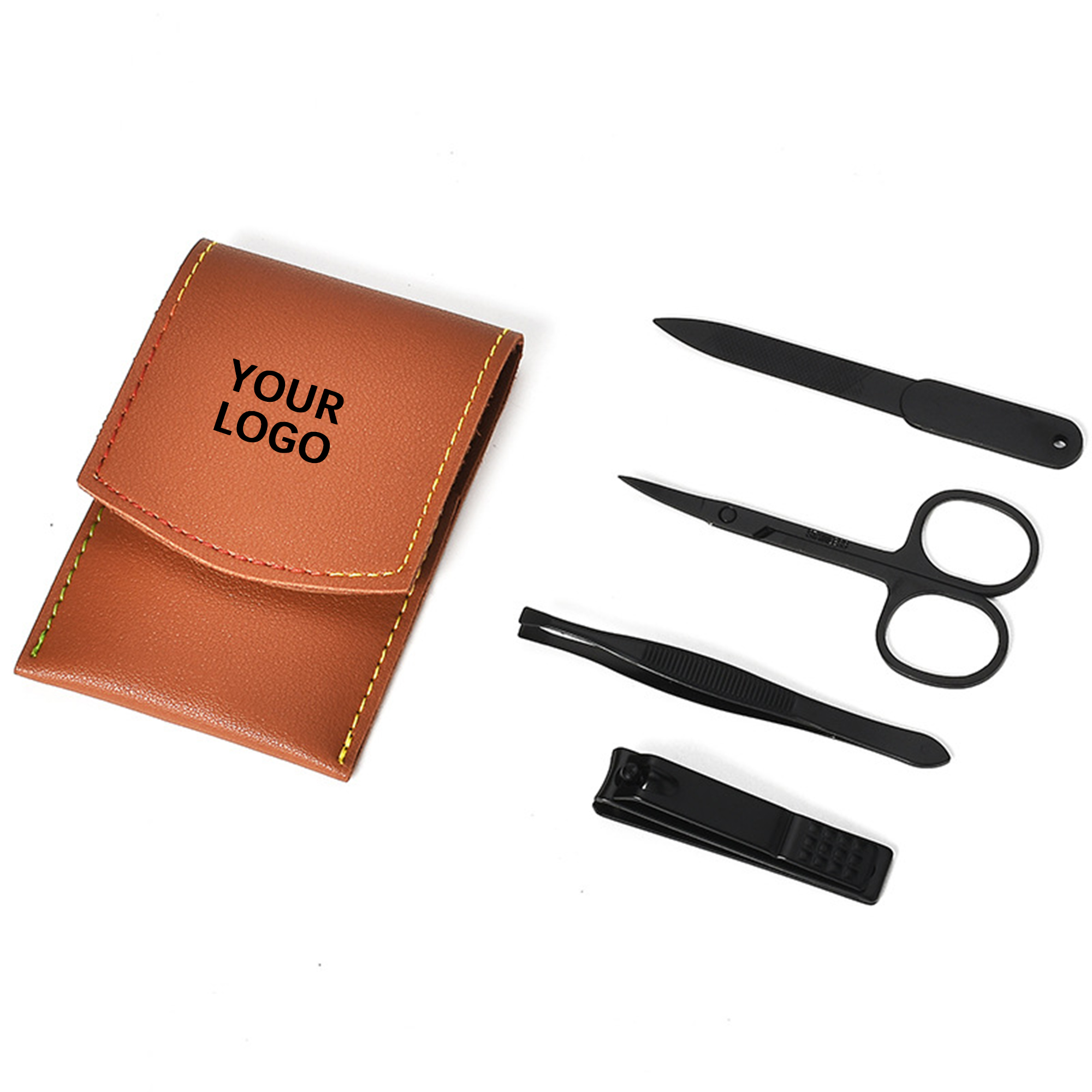 Stainless Steel Nail Care Kit In Leather Case 4" x 3" 2