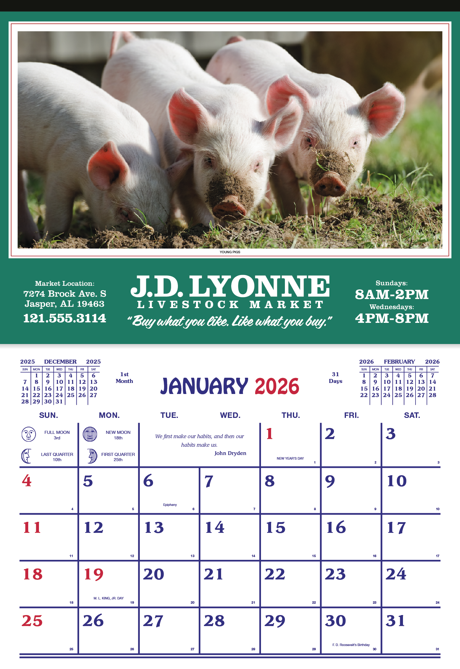 Skinner & Kennedy® Farm Calendar 6