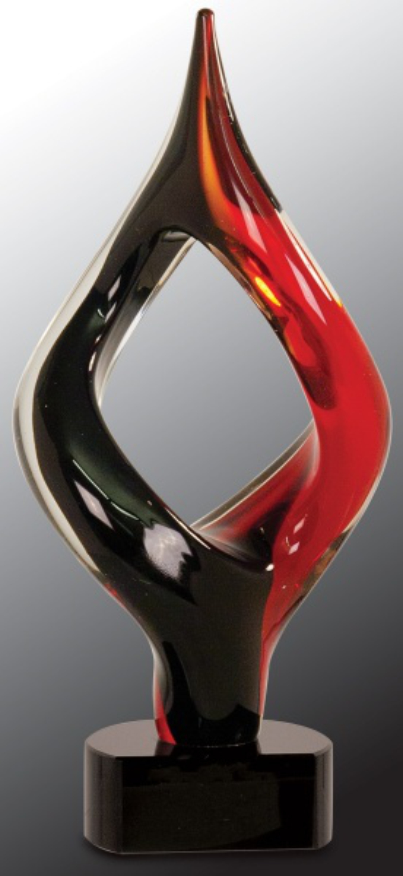 13 1/4" Red & Black Twist Art Glass Award 3