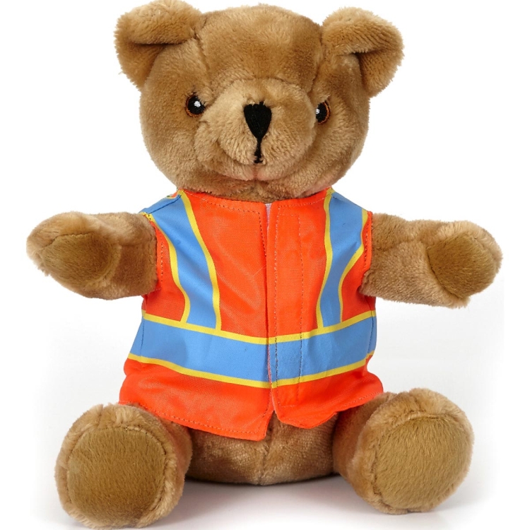 10" Extra Soft Brown Bear w/Safety Vest 2