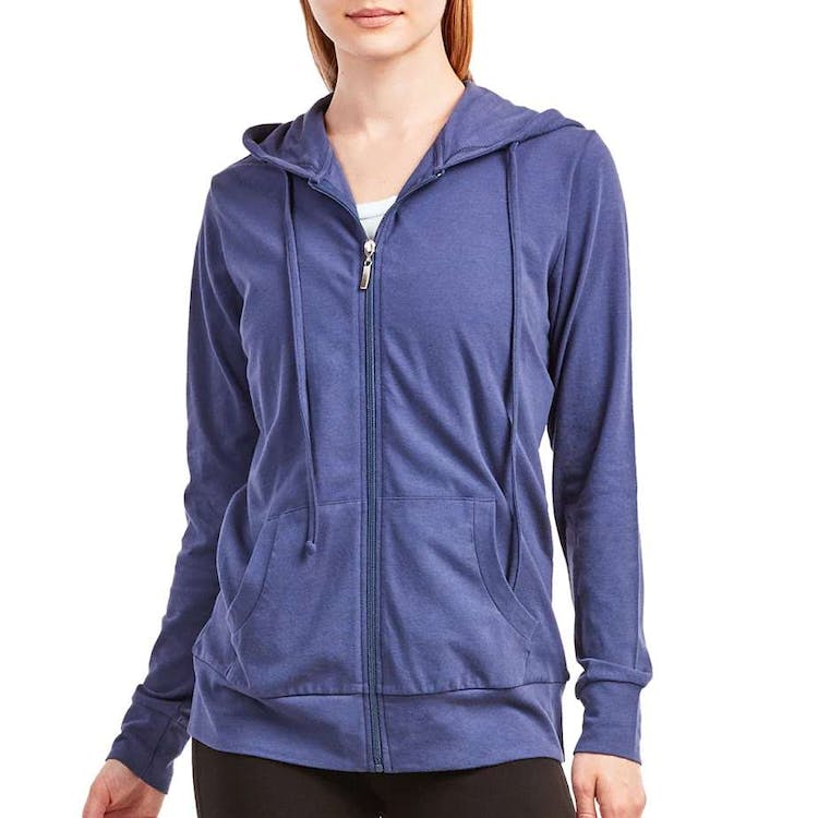 Women's Jersey Zip-Up Hoodie Jackets - Small Denim 2