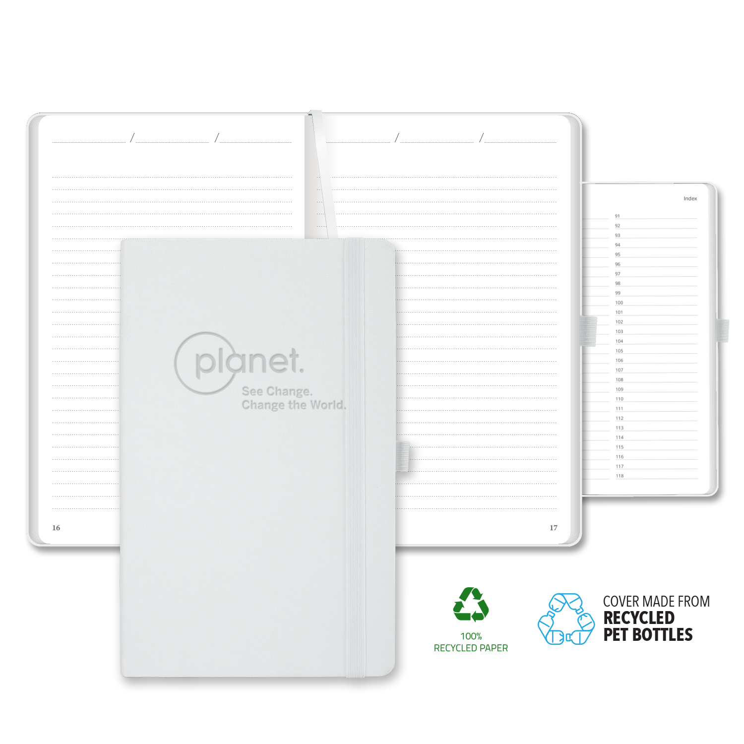Castelli Oceano ECO rPET Medio Lined Recycled White Page Journal 1