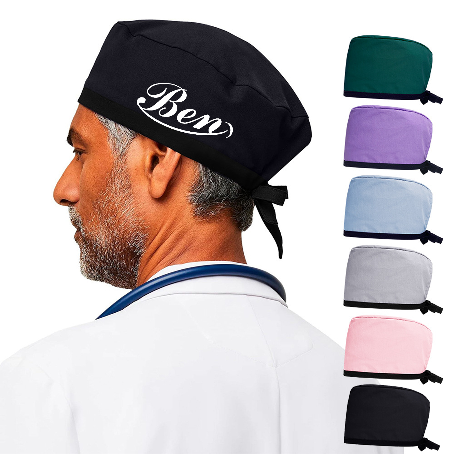 Cotton Solid Color Surgical Cap Medical Work Nurse Hat 2