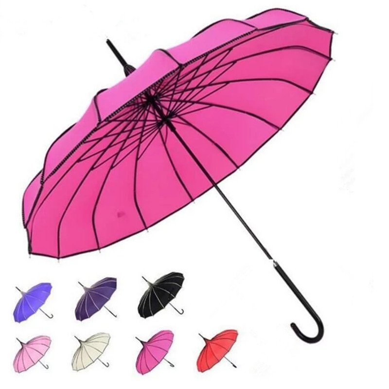 Straight Pole Curved Handle Pagoda Umbrella 2