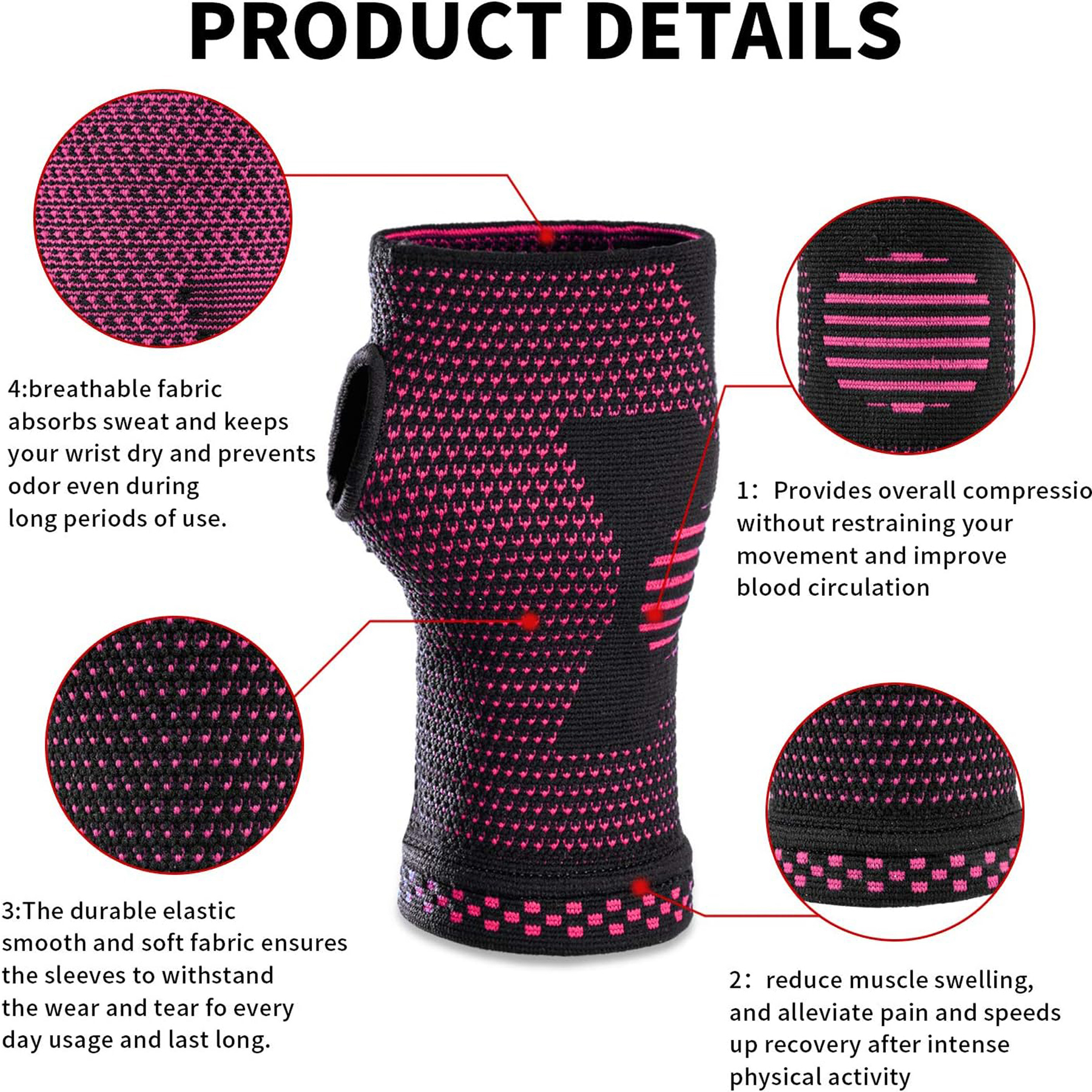Wrist Compression Sleeves with Built-in Pockets 4