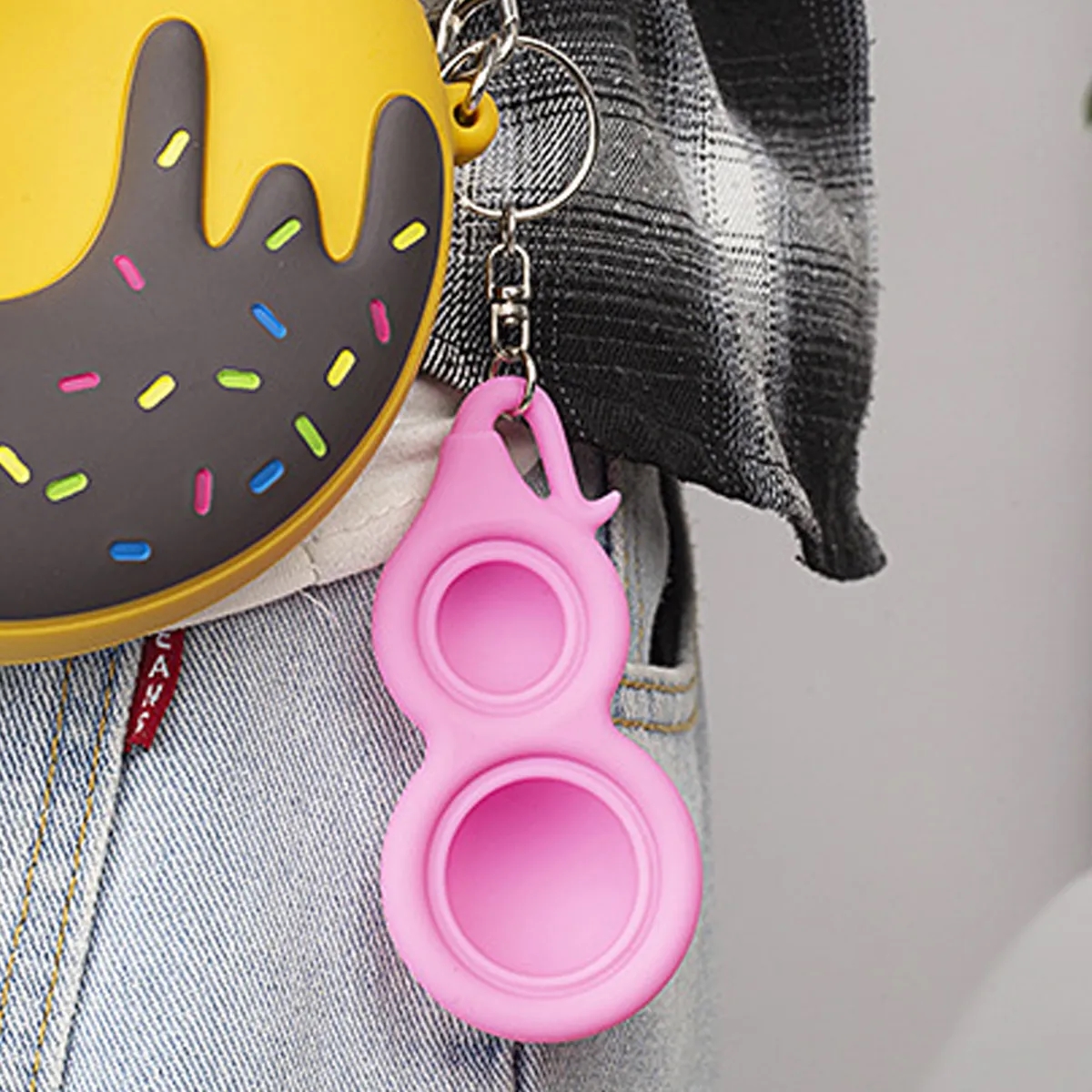 Silicone Pop Fidget Keychain Toy With Tri-Bubble Design 6