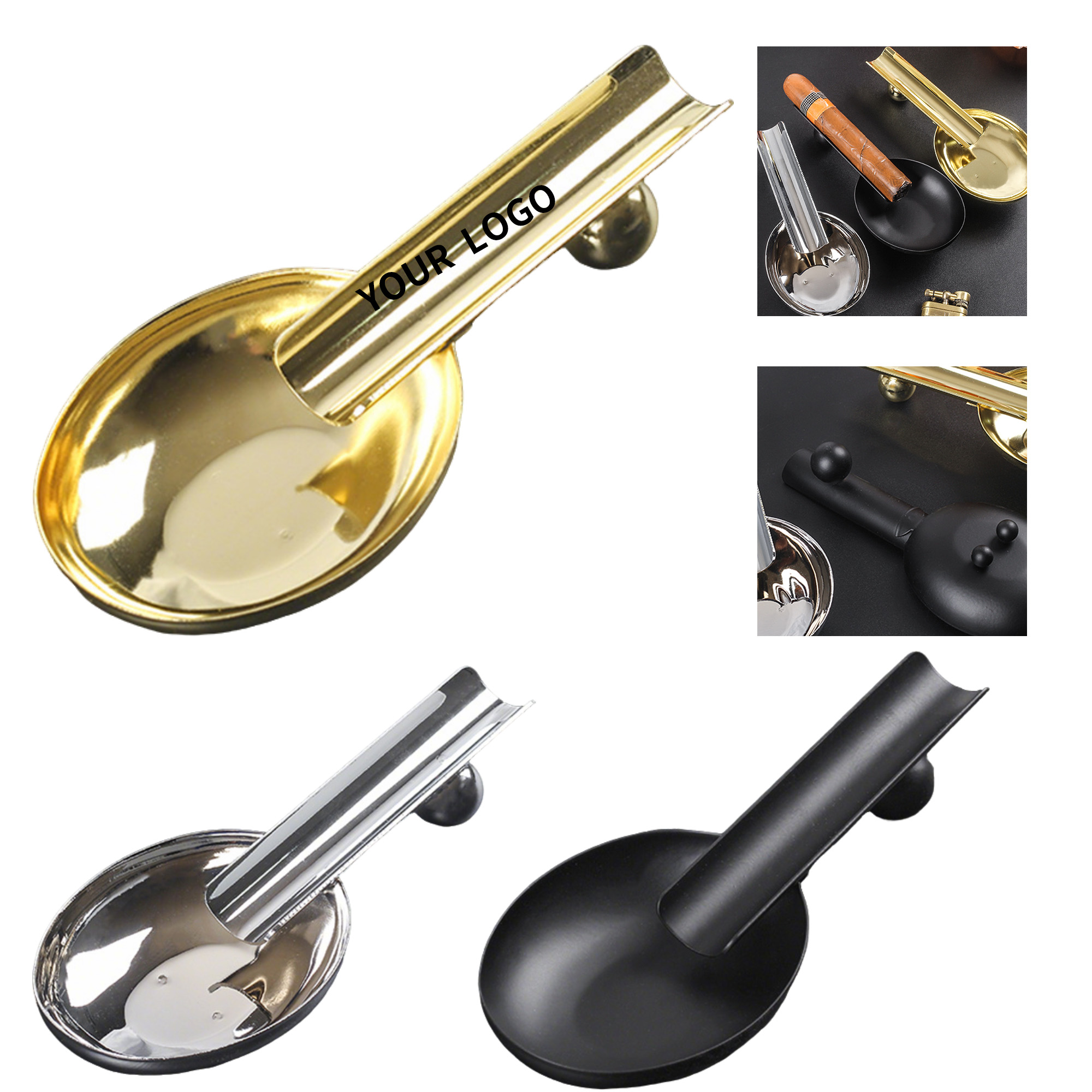 Stainless Steel Cigar Ashtray Spoon Shape 6.2 x 2.6 x 1.2" 2