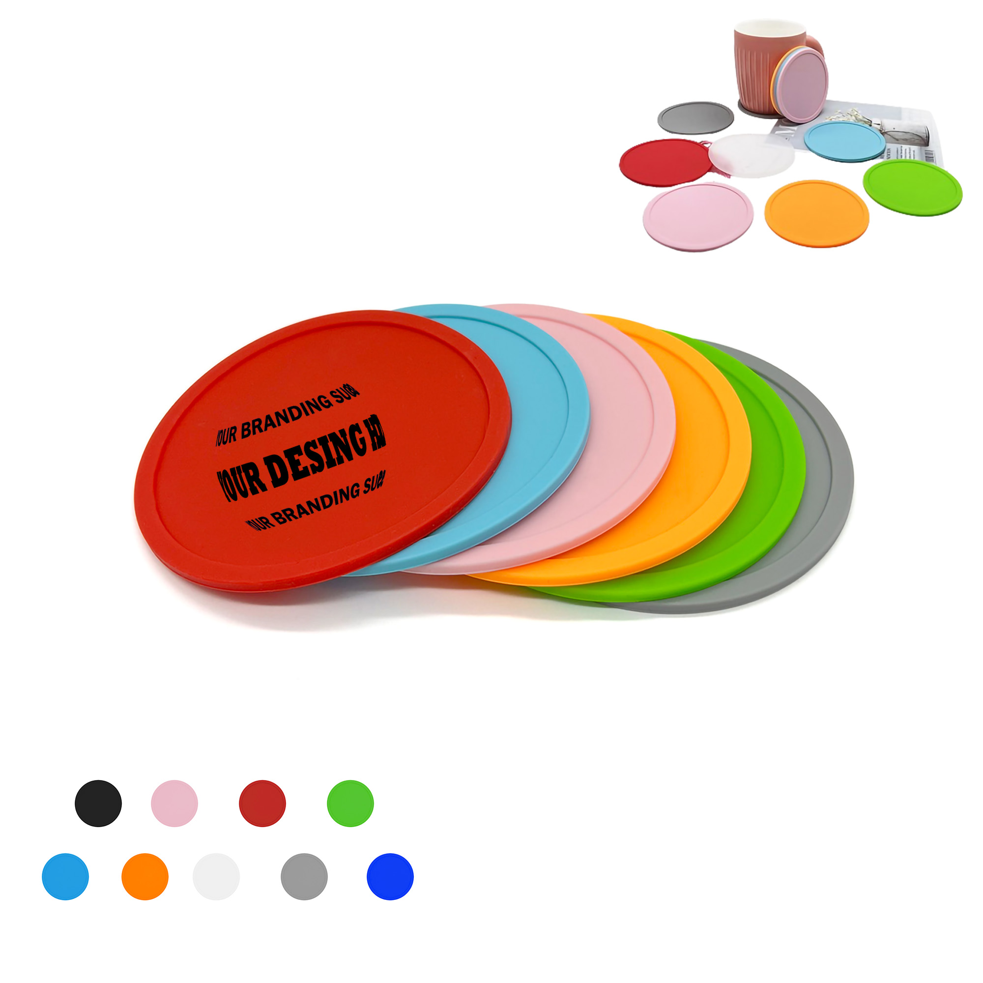 Reusable Round Silicone Coasters MOQ100 4
