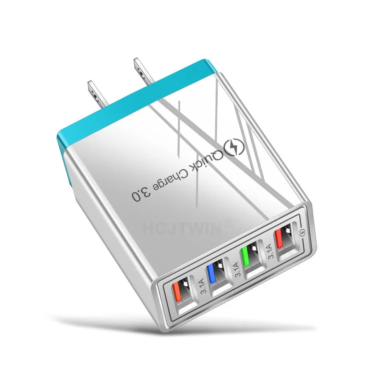 Portable 4 Port Fast Charge QC 3.0 US Plug USB Wall Charger 8