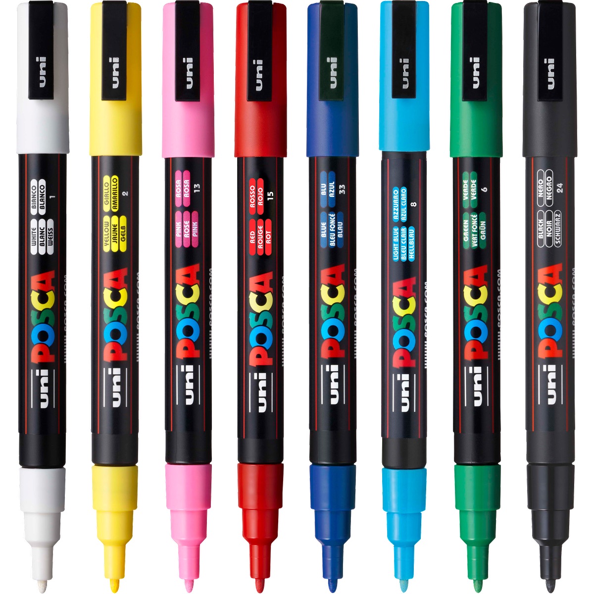POSCA 8 Piece Basic Marker Set with Bag - Fine 44