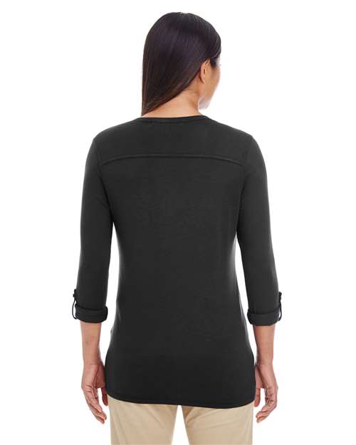 Women's Perfect Fit™ Y-Placket Convertible Sleeve Knit Top - DP186W 44